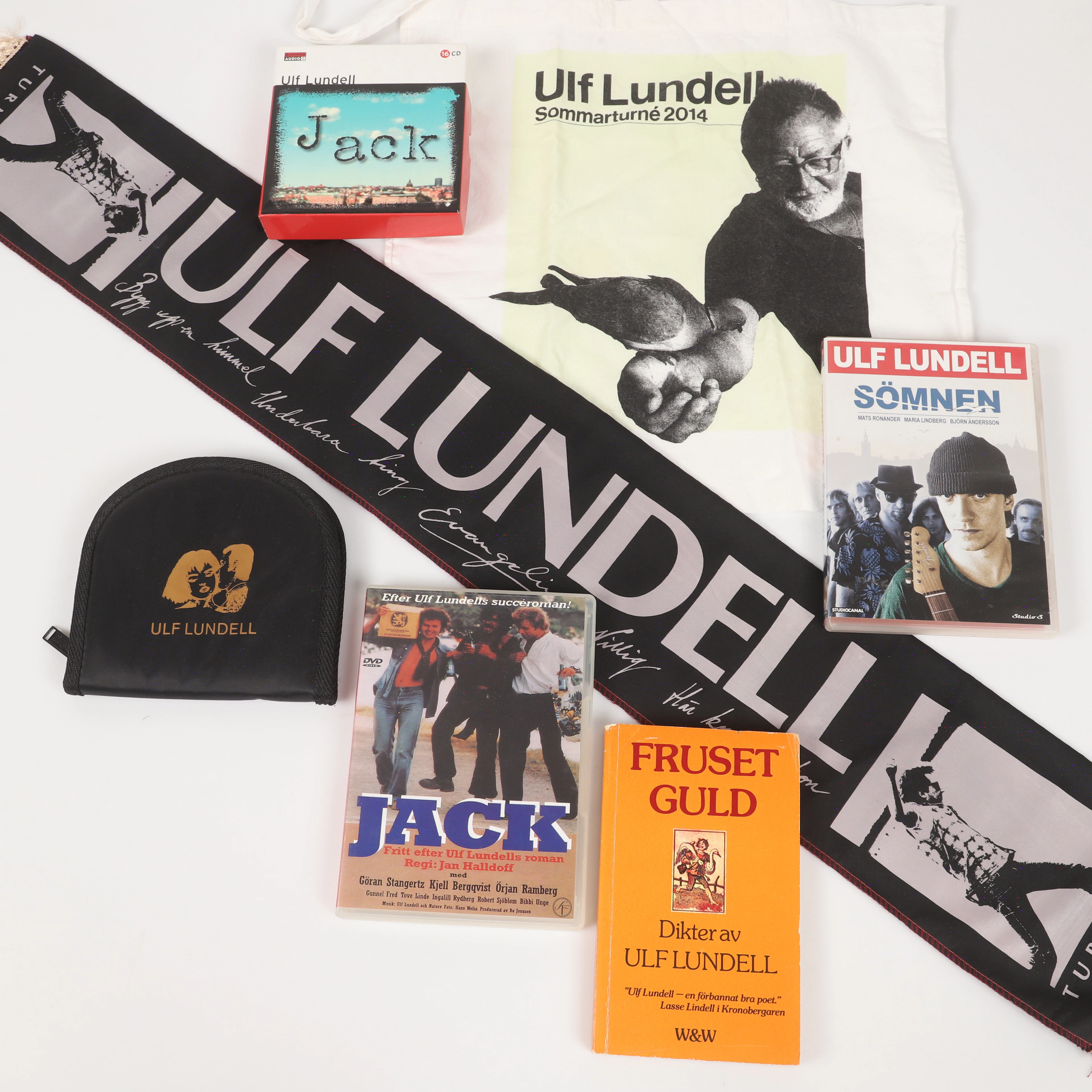 ULF LUNDELL. Turnémerchandise m. m., 7 stycken, textil m. m., 1980-tal