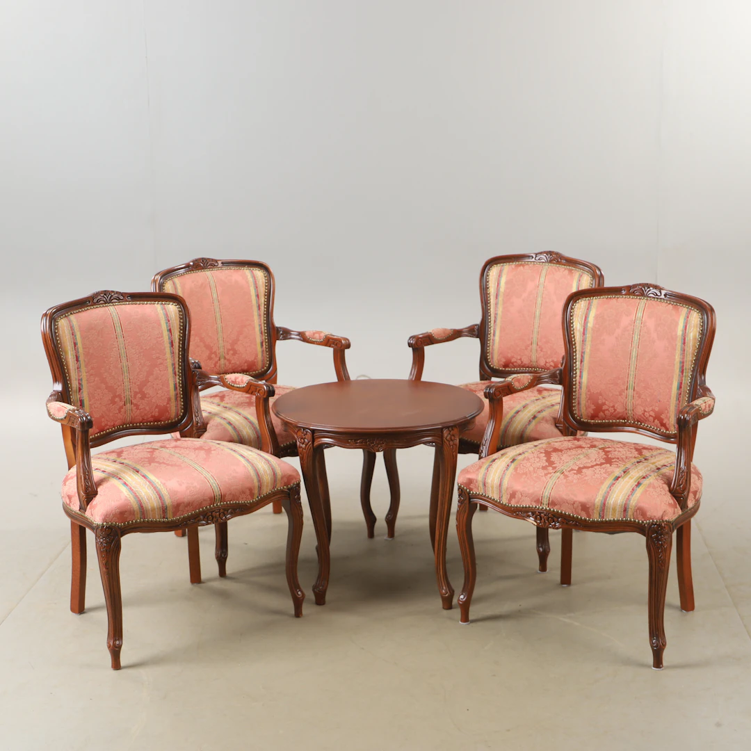 SITTGRUPP, 5 delar, mahogny, rokokostil.