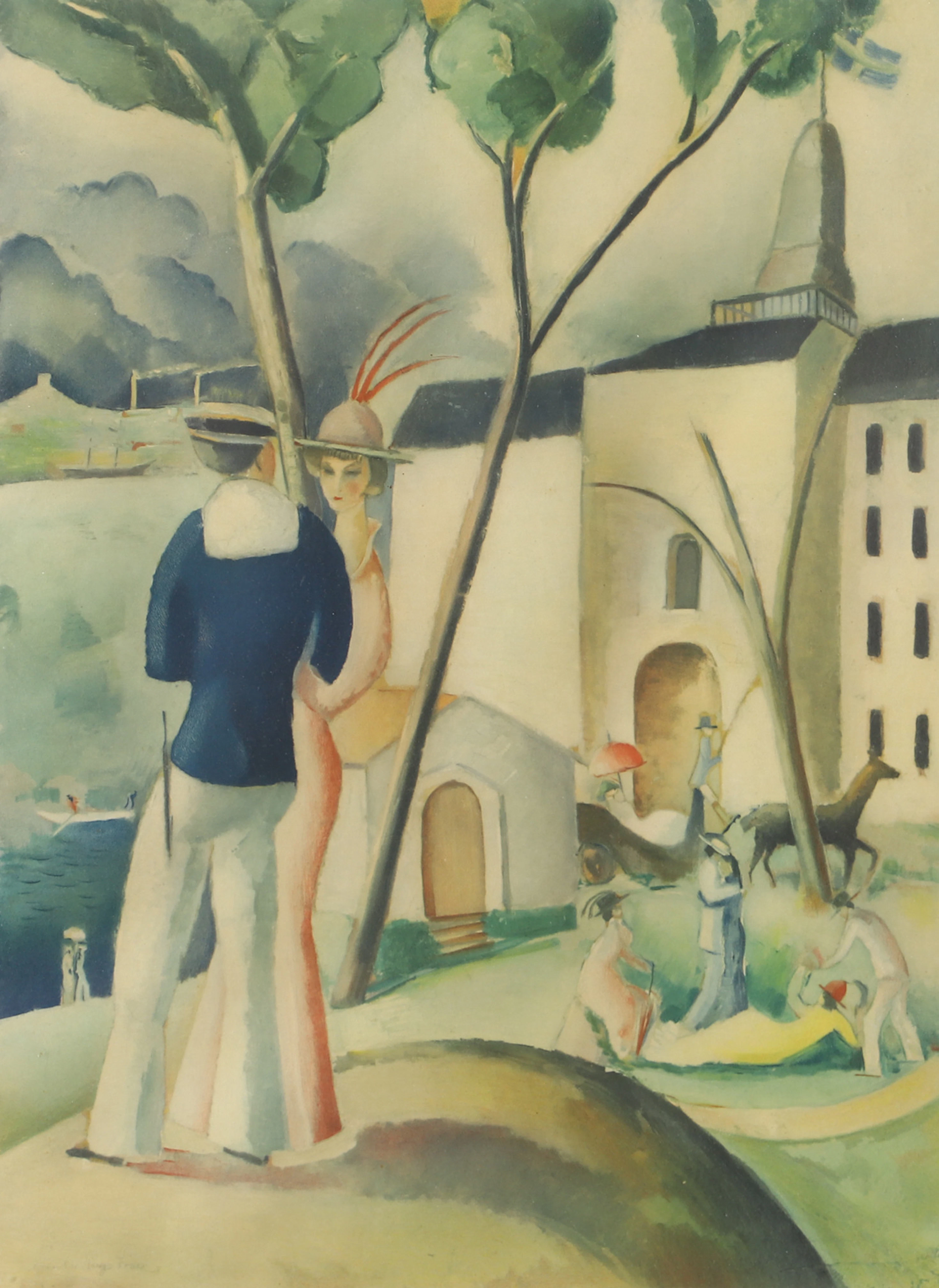 LEANDER ENGSTRÖMS. EFTER. "Promenaden vid Manilla" , inramat tryck.