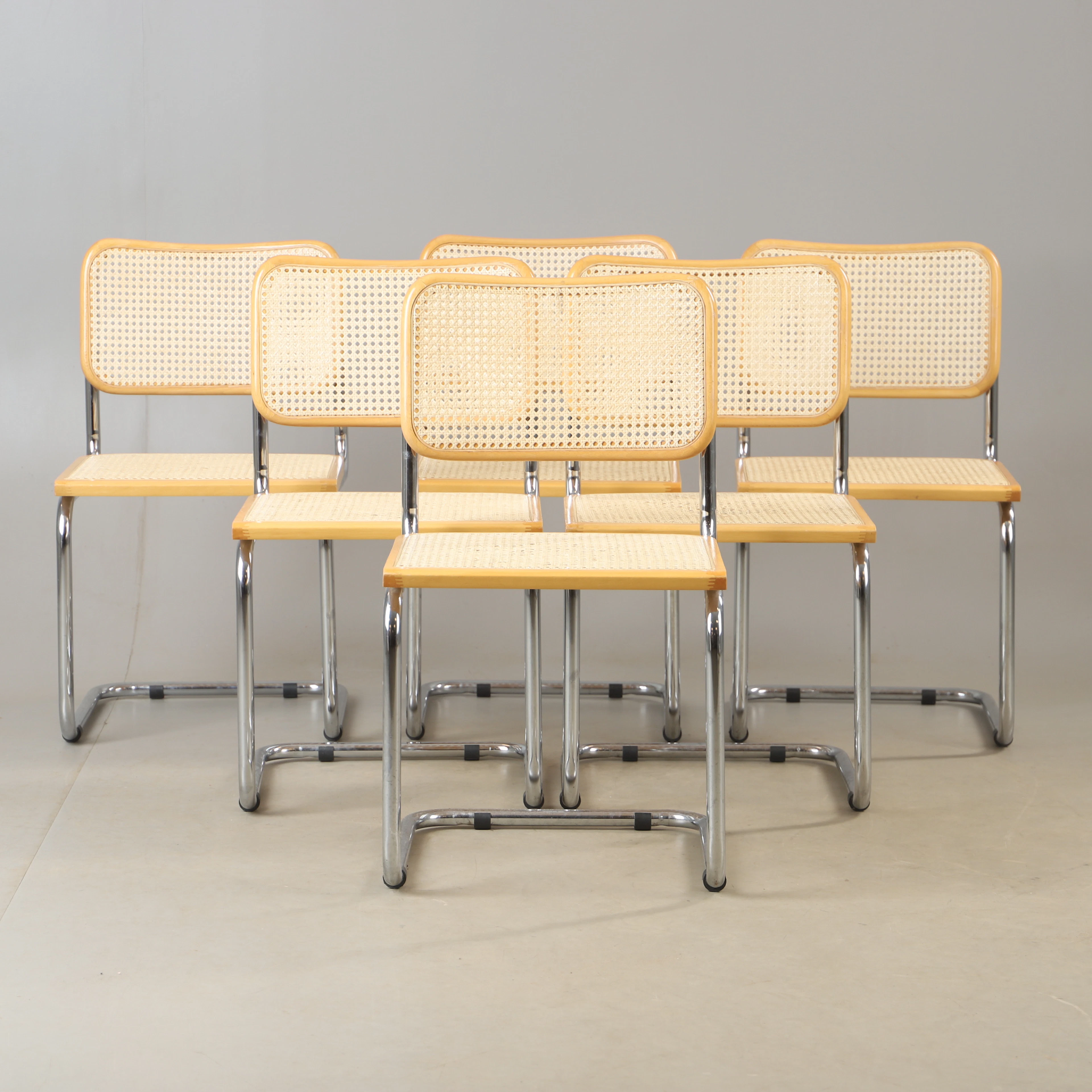STOLAR, 6 stycken, rotting och bok, Bauhaus-modell, Italien, 1900-talets