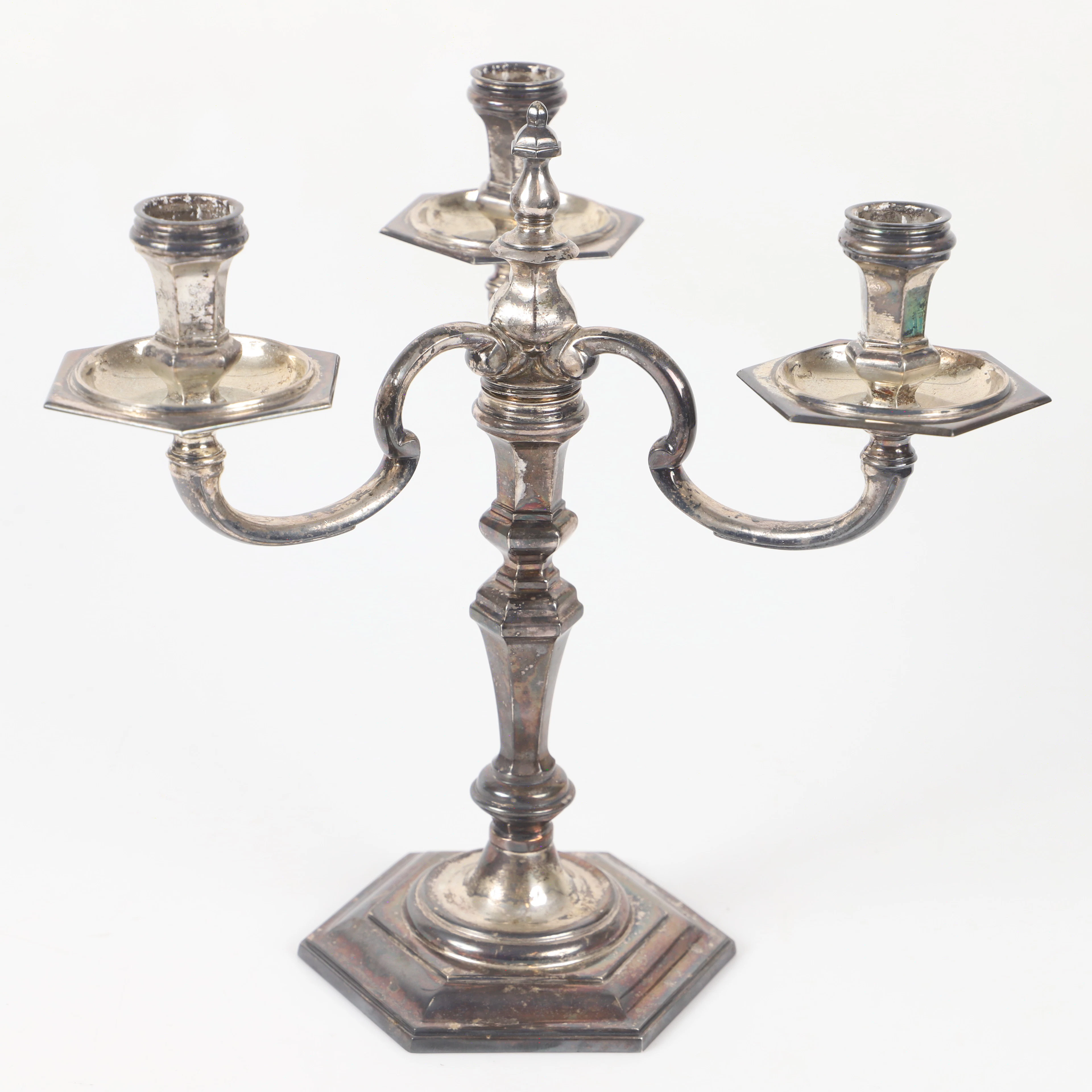 KANDELABER, 3-armad, silver, London, England, 1986.