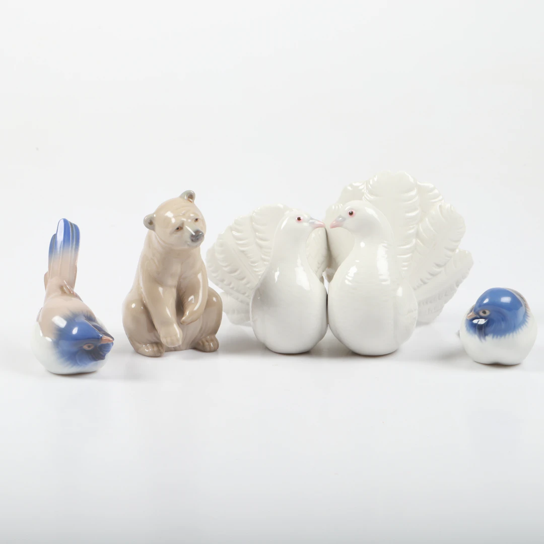 FIGURINER, 4 stycken, porslin, Bing & Grøndal samt Lladro.