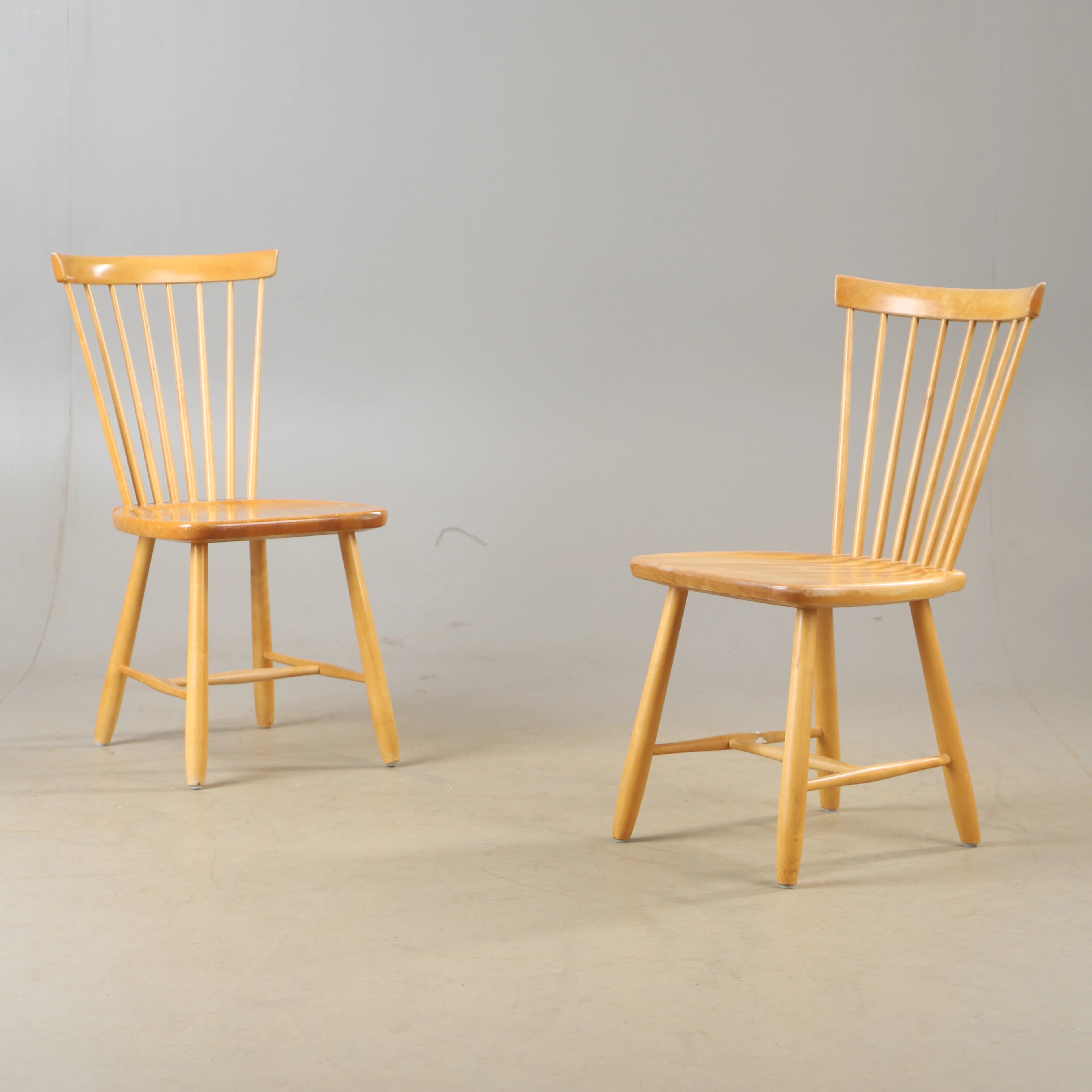 CARL MALMSTEN. Stolar, 1 par, "Lilla Åland", björk, Stolab, 1997.