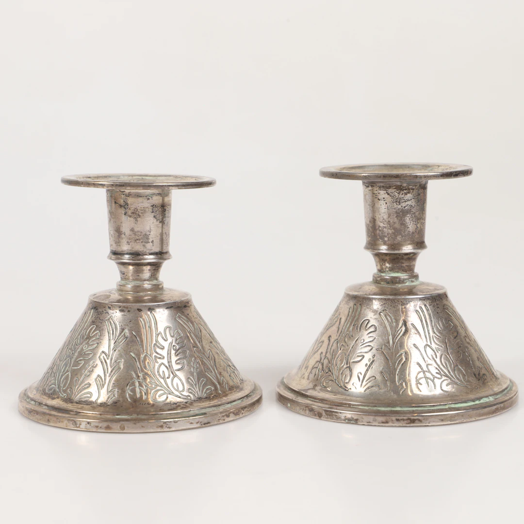 LJUSSTAKAR, 1 par, silver, MGAB, 1950-tal.
