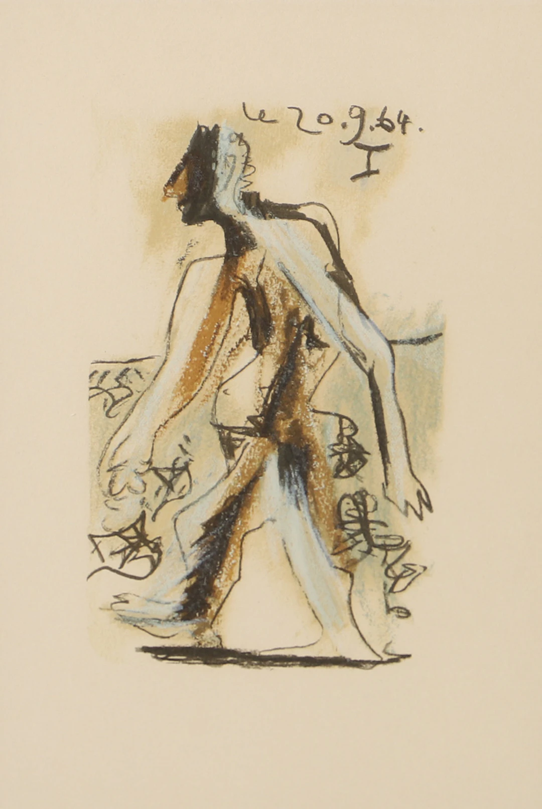 PABLO PICASSO. EFTER. Promenerande man, märkt 20.9. 64 I.