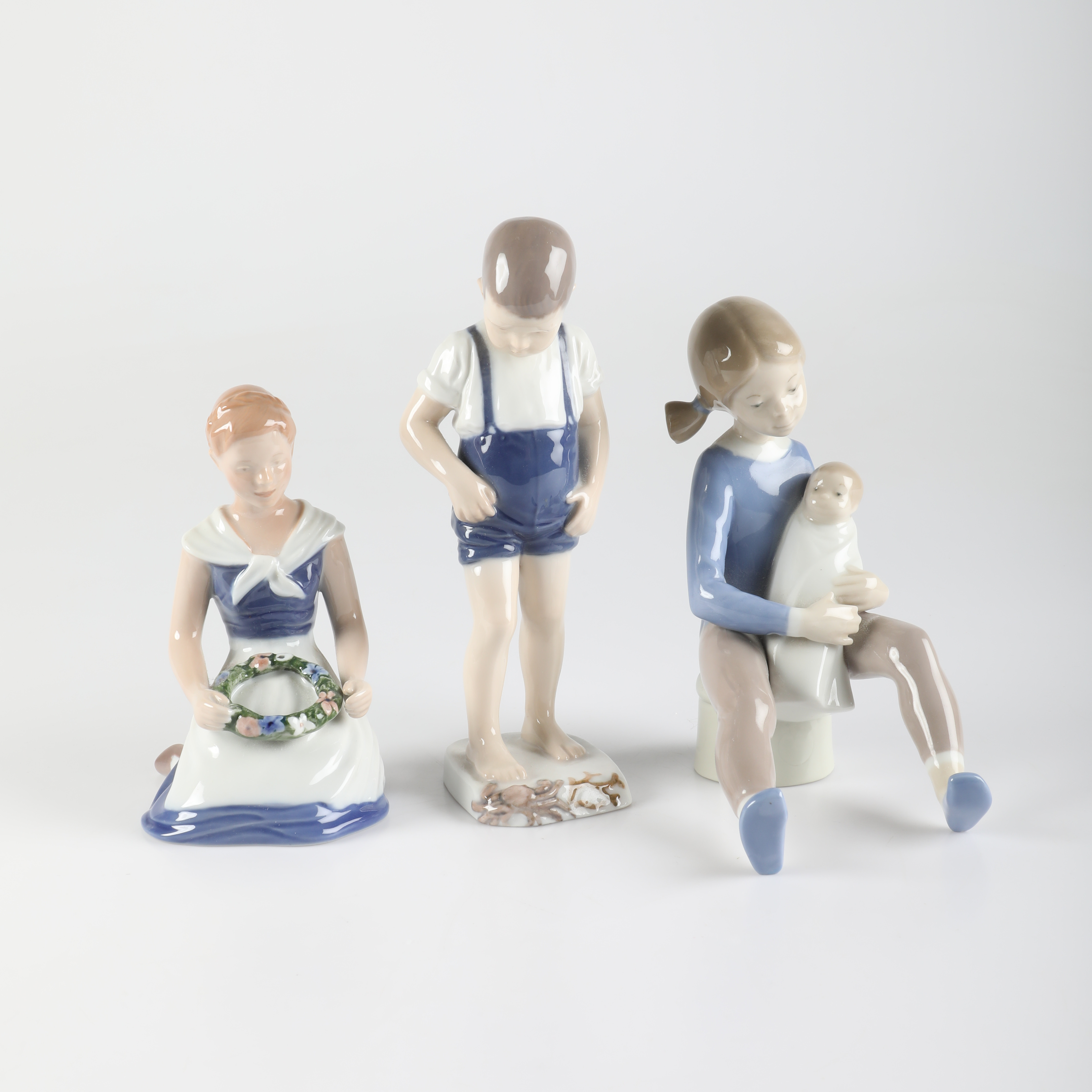 FIGURINER, 3 stycken, porslin, Bing & Gröndahl, Danmark samt Rex, Spanien.