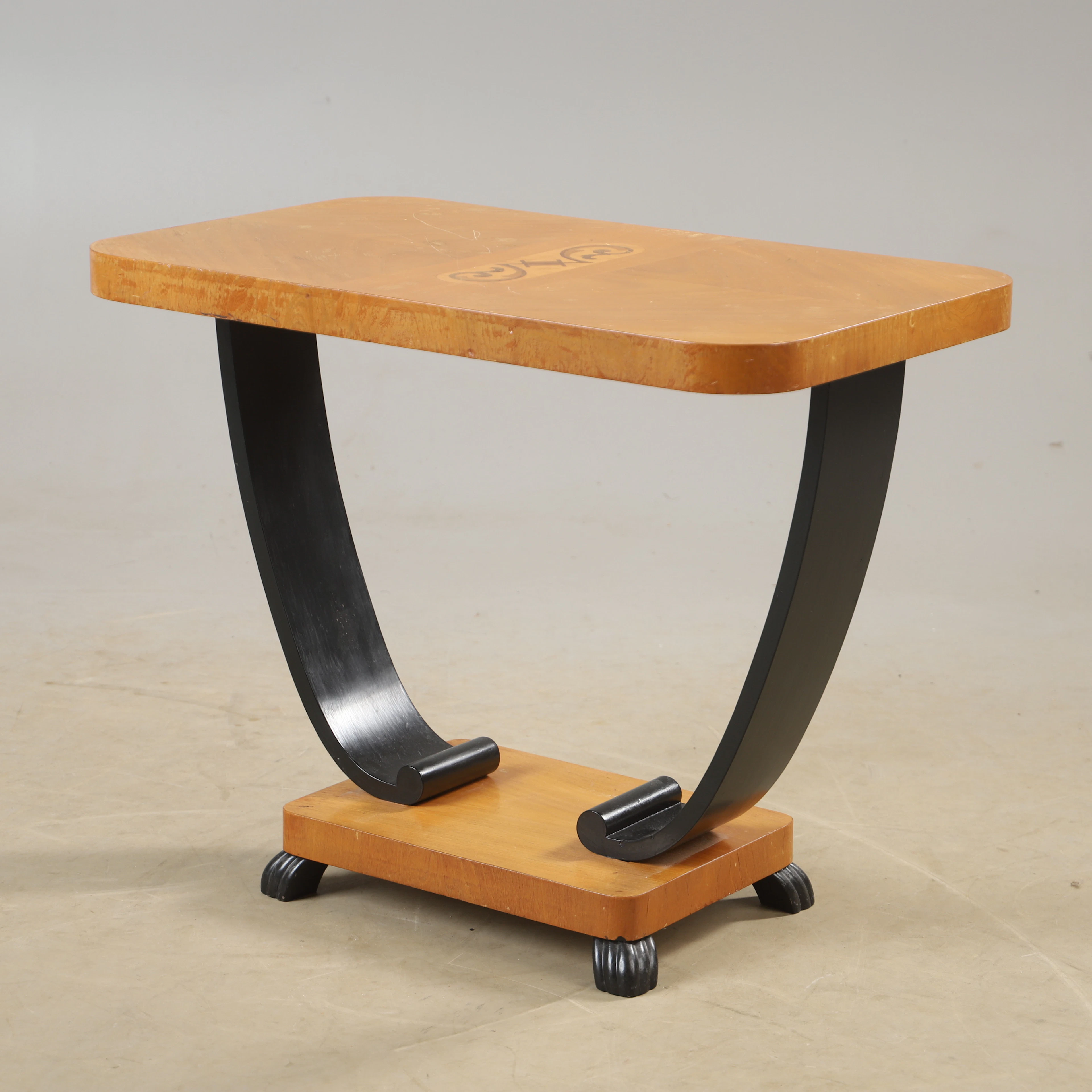 KONSOLBORD, alm med intarsia, Swedish grace, 1930/40-tal.