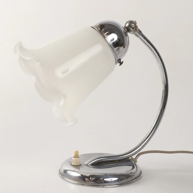 BORDS-/VÄGGLAMPA, metall/glas, Art Deco.
