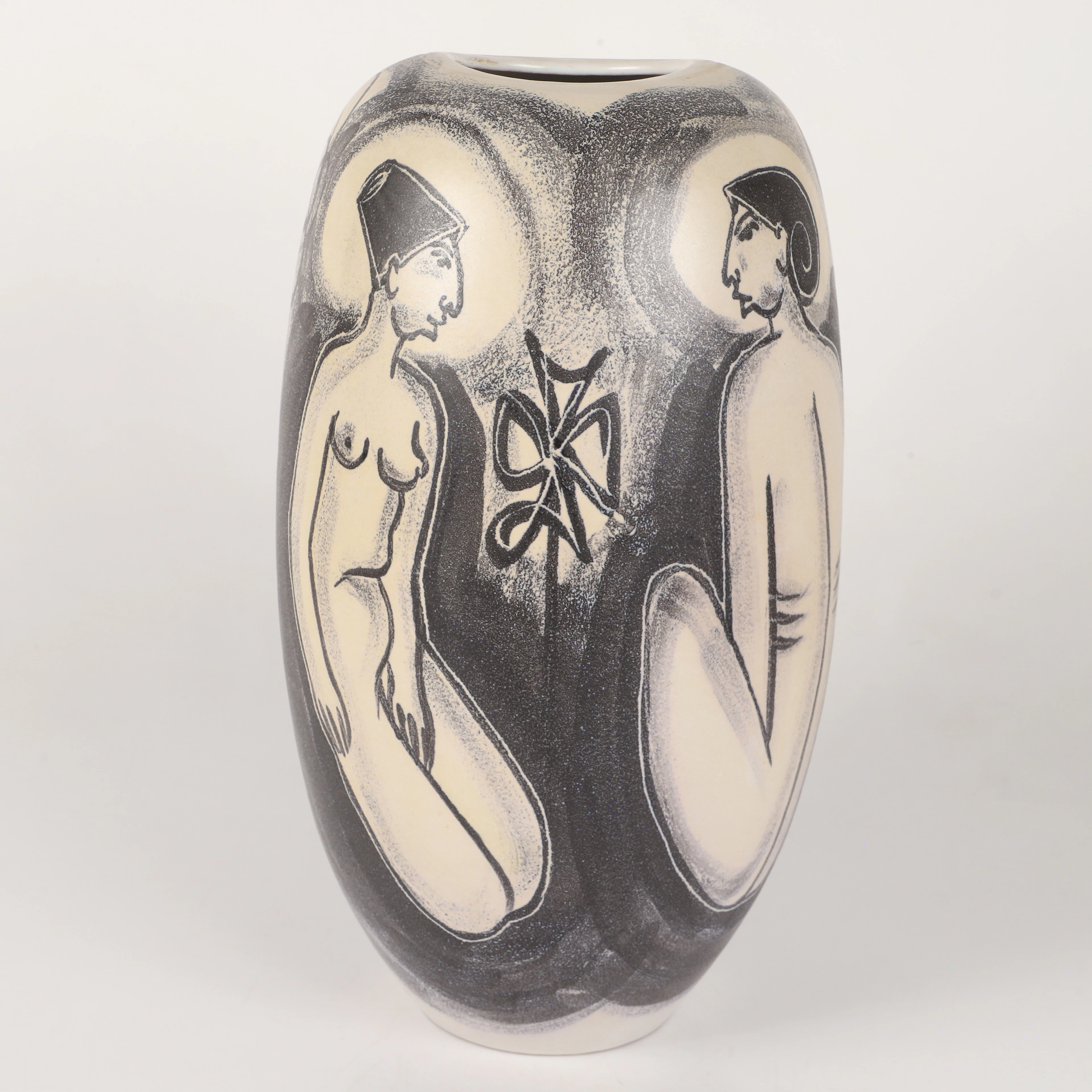METTE DOLLER. Vas, keramik med målad dekor av figurer, Andersson &