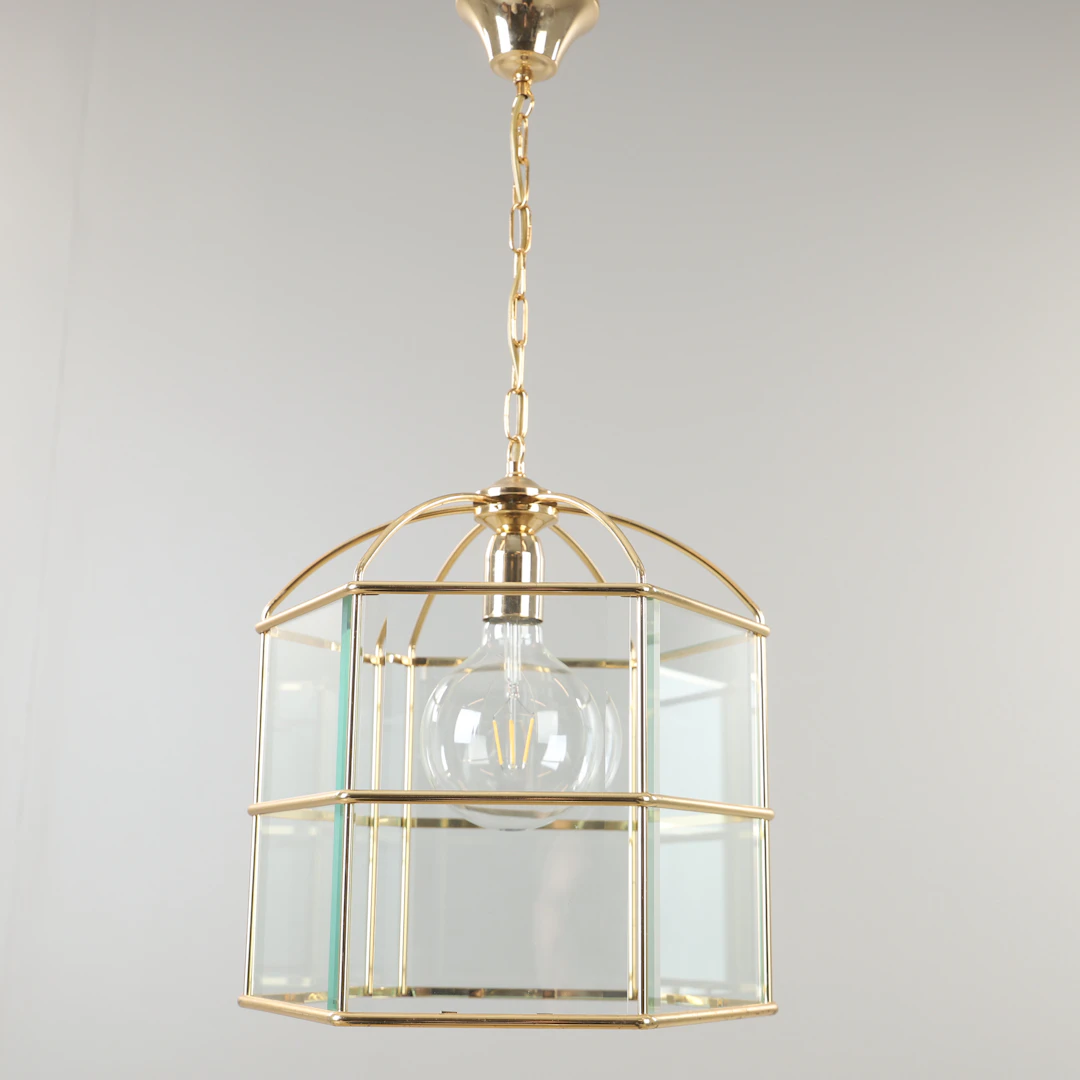 TAKLYKTA, "bellmanslykta", mässing och glas, 1900-talets andra hälft.