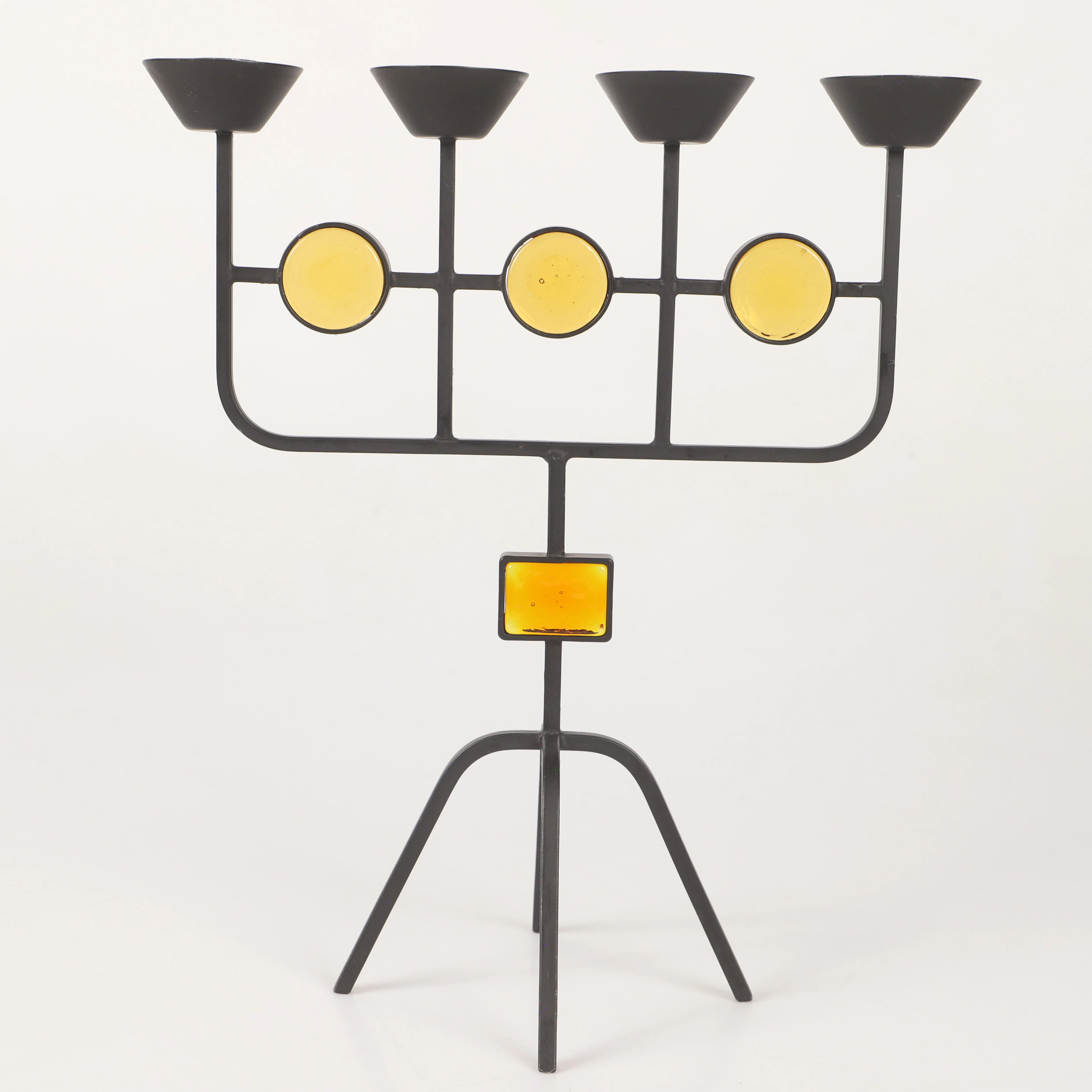 GUNNAR ANDER. Kandelaber, smide/glas, 1960-tal.