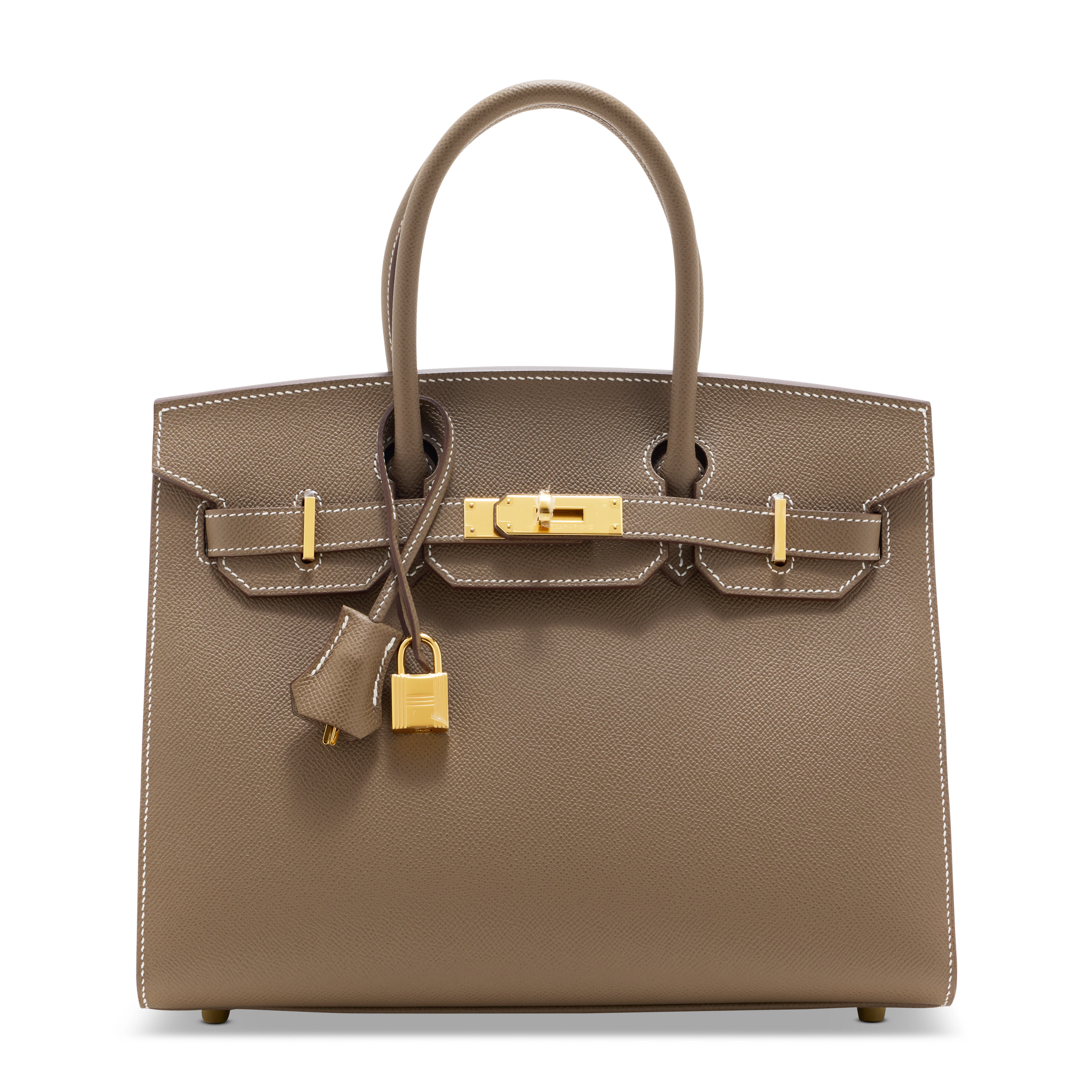 AN ÉTOUPE EPSOM LEATHER SELLIER BIRKIN 30 WITH GOLD HARDWARE