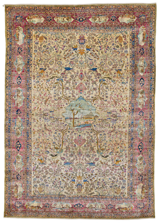 A SILK KASHAN CARPET