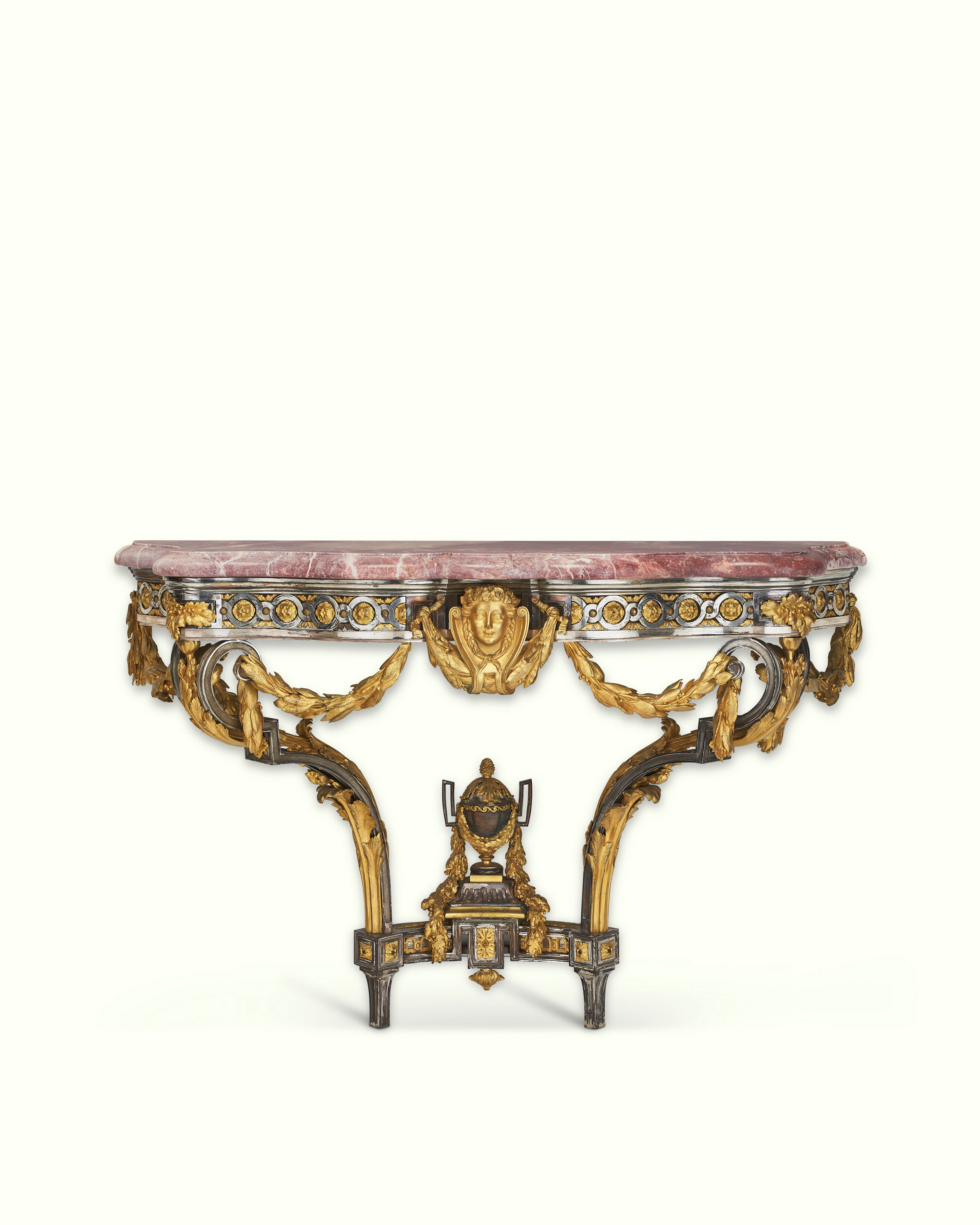 A FINE ORMOLU AND SILVERED-BRONZE CONSOLE TABLE