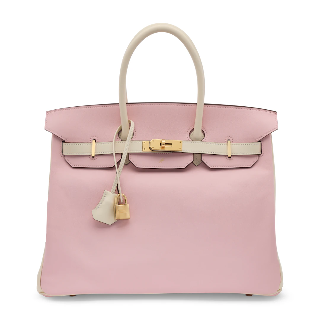 A CUSTOM ROSE SAKURA & NATA SWIFT LEATHER BIRKIN 35 WITH GOLD HARDWARE