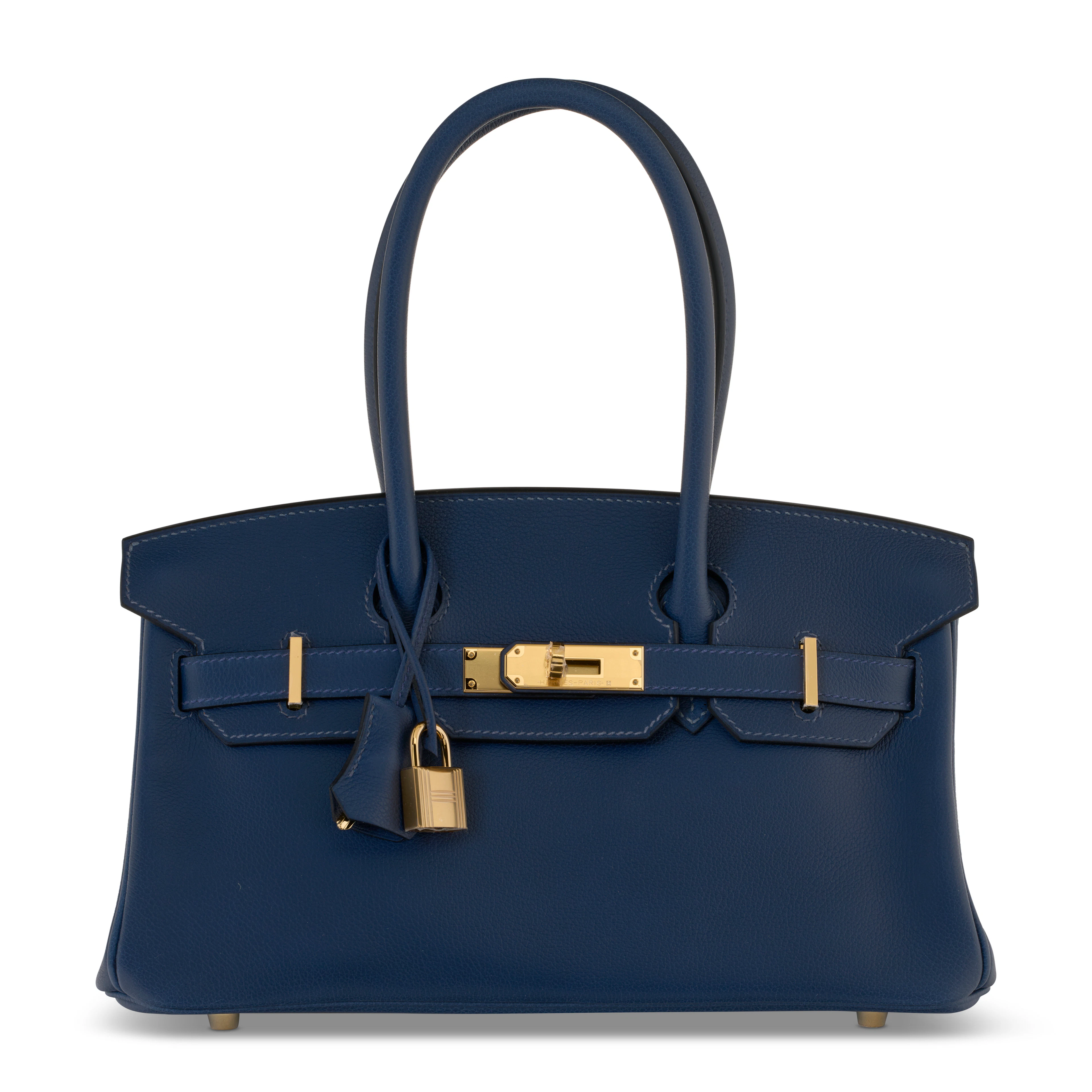 A BLEU ABYSSE EVERCOLOR LEATHER SHOULDER BIRKIN LIGHT 29 WITH GOLD HARDWARE