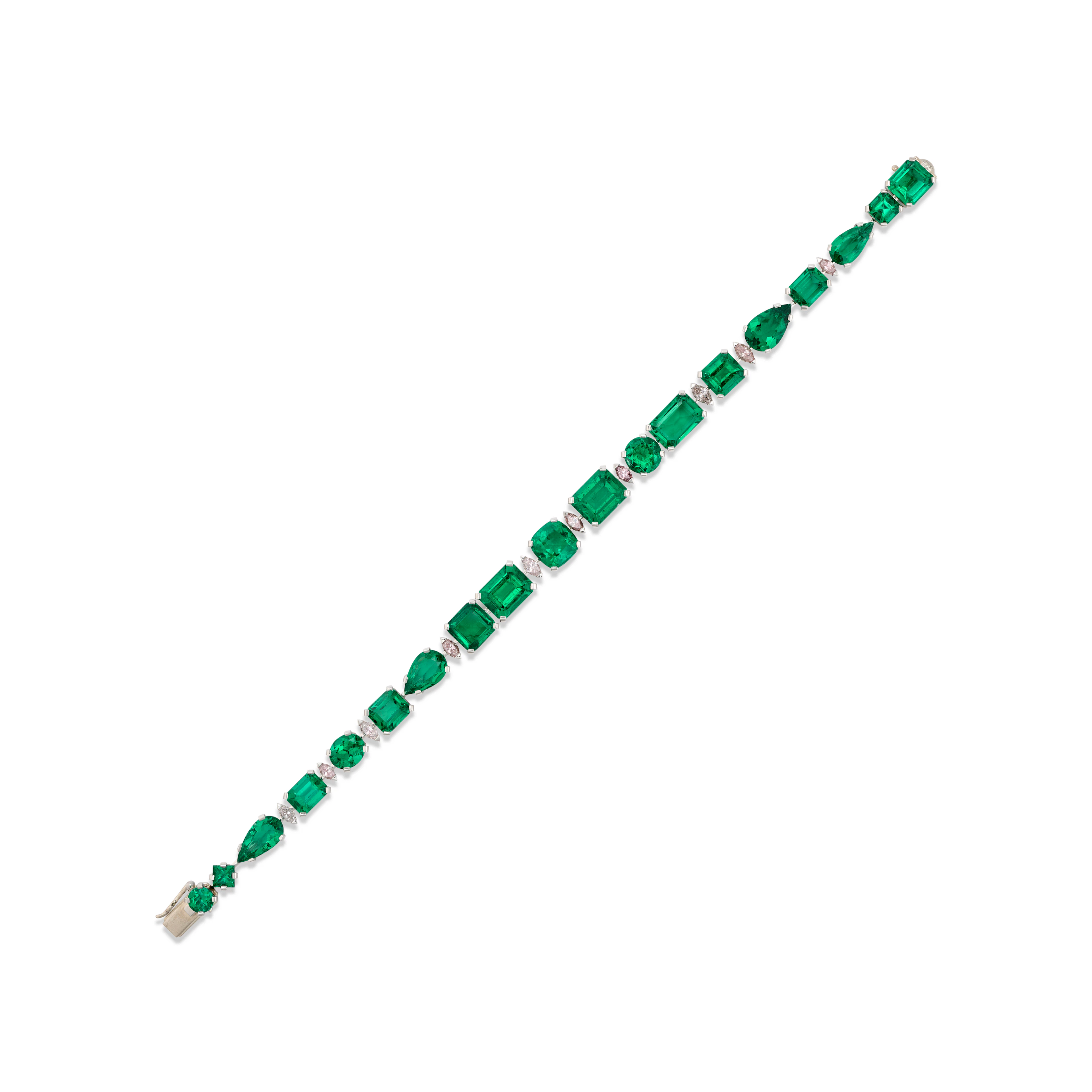 EMERALD AND COLOURED DIAMOND BRACELET