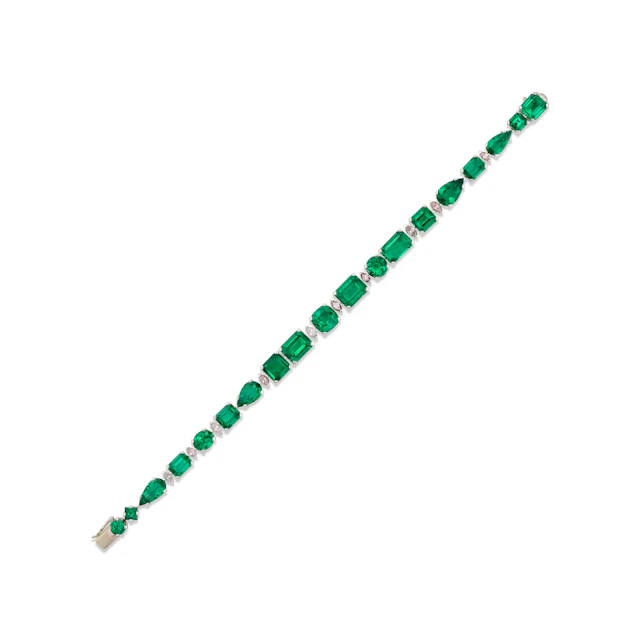 EMERALD AND COLOURED DIAMOND BRACELET