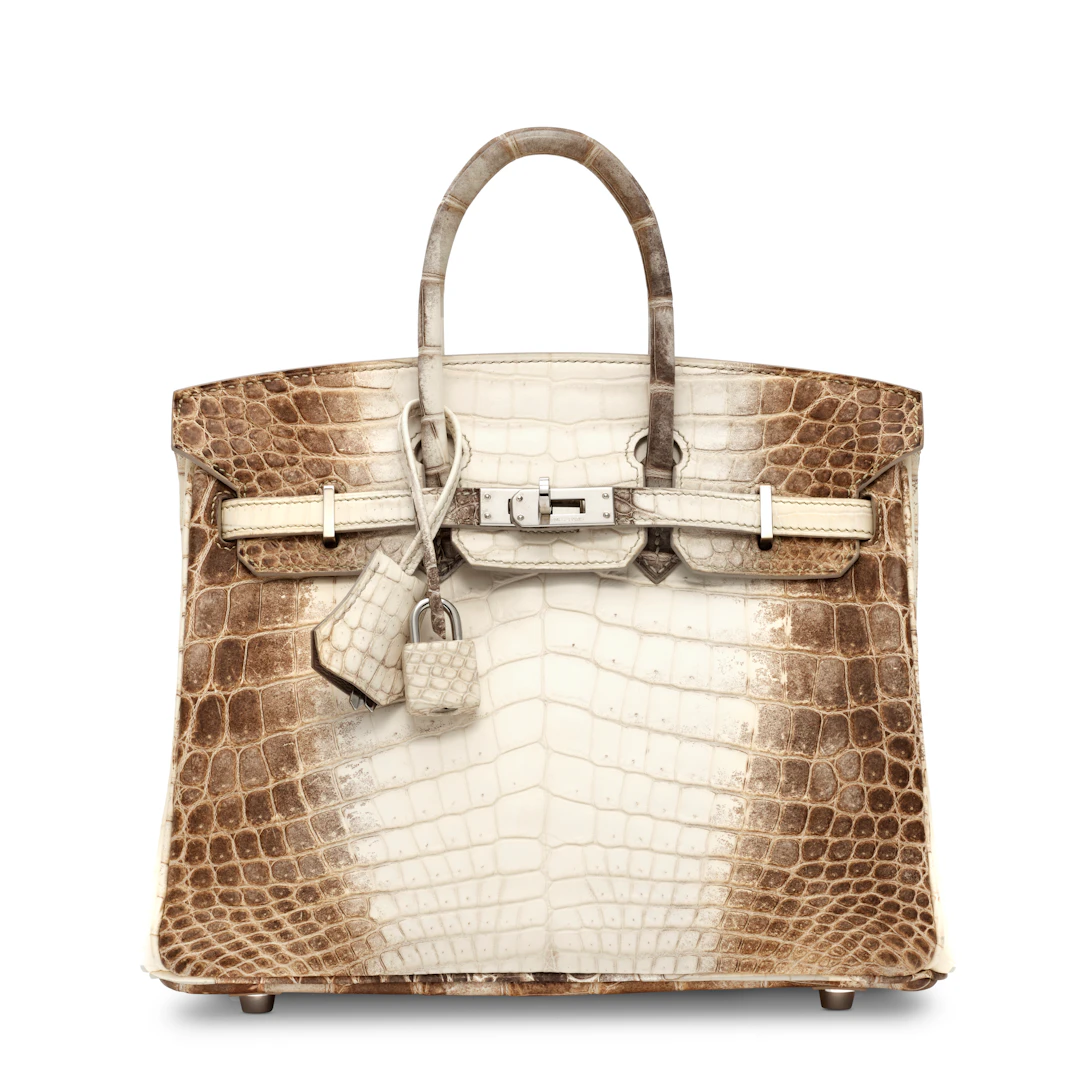A RARE, MATTE WHITE HIMALAYA NILOTICUS CROCODILE BIRKIN 25 WITH PALLADIUM