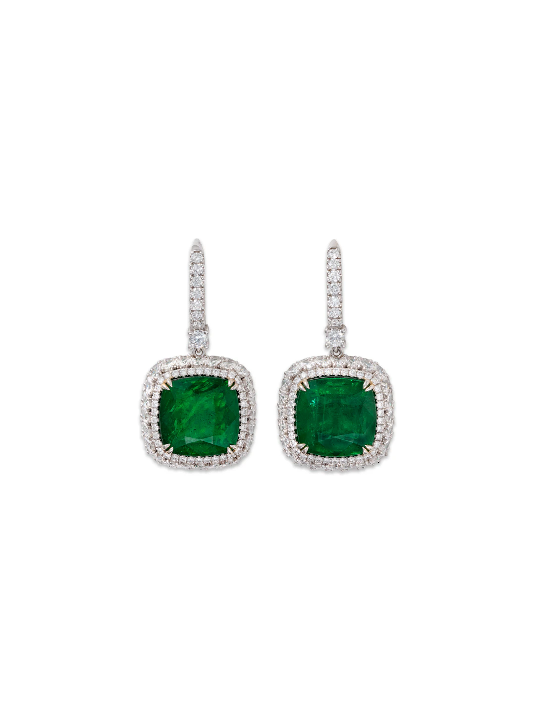 EMERALD AND DIAMOND EARRINGS
