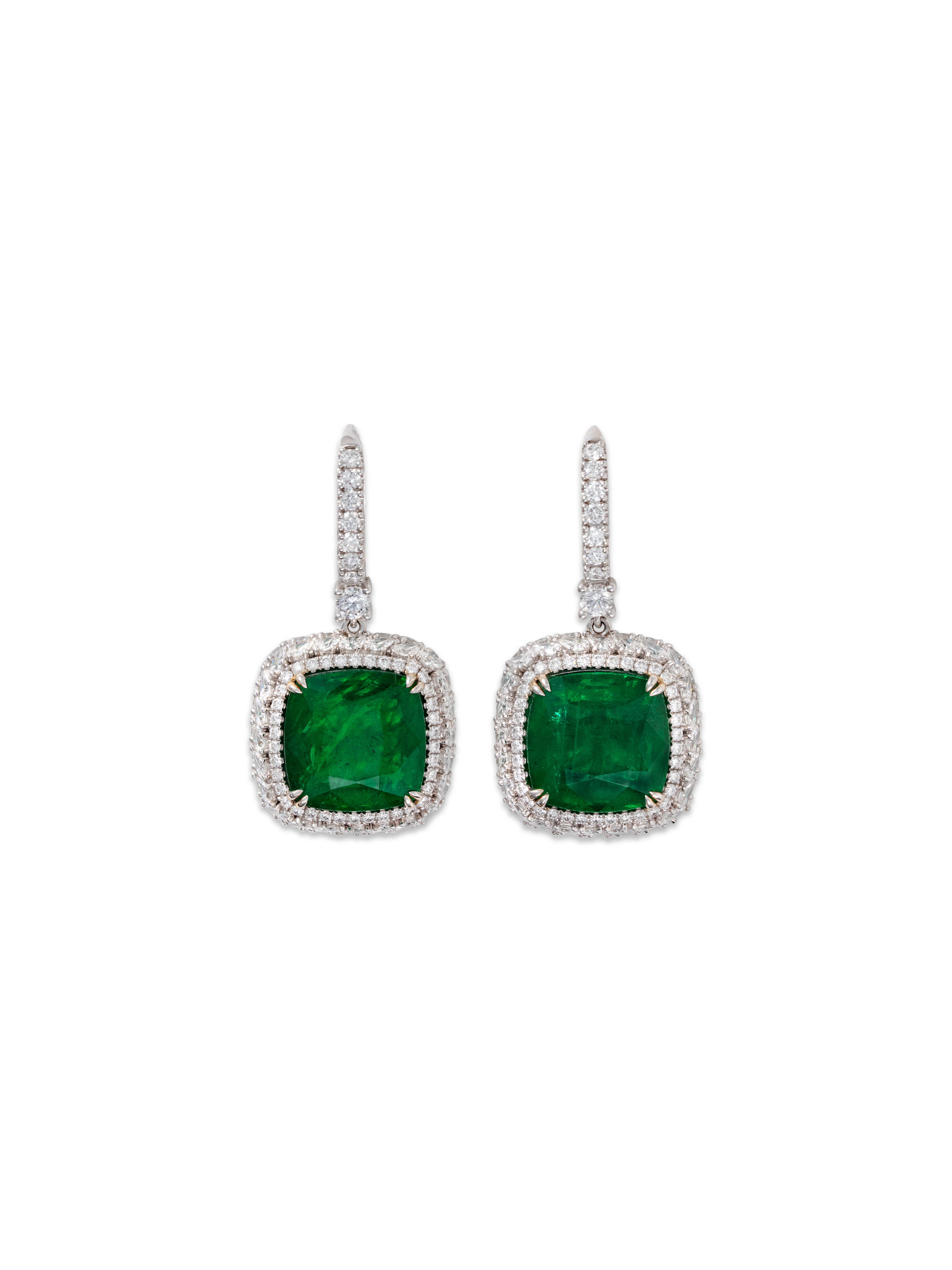 EMERALD AND DIAMOND EARRINGS