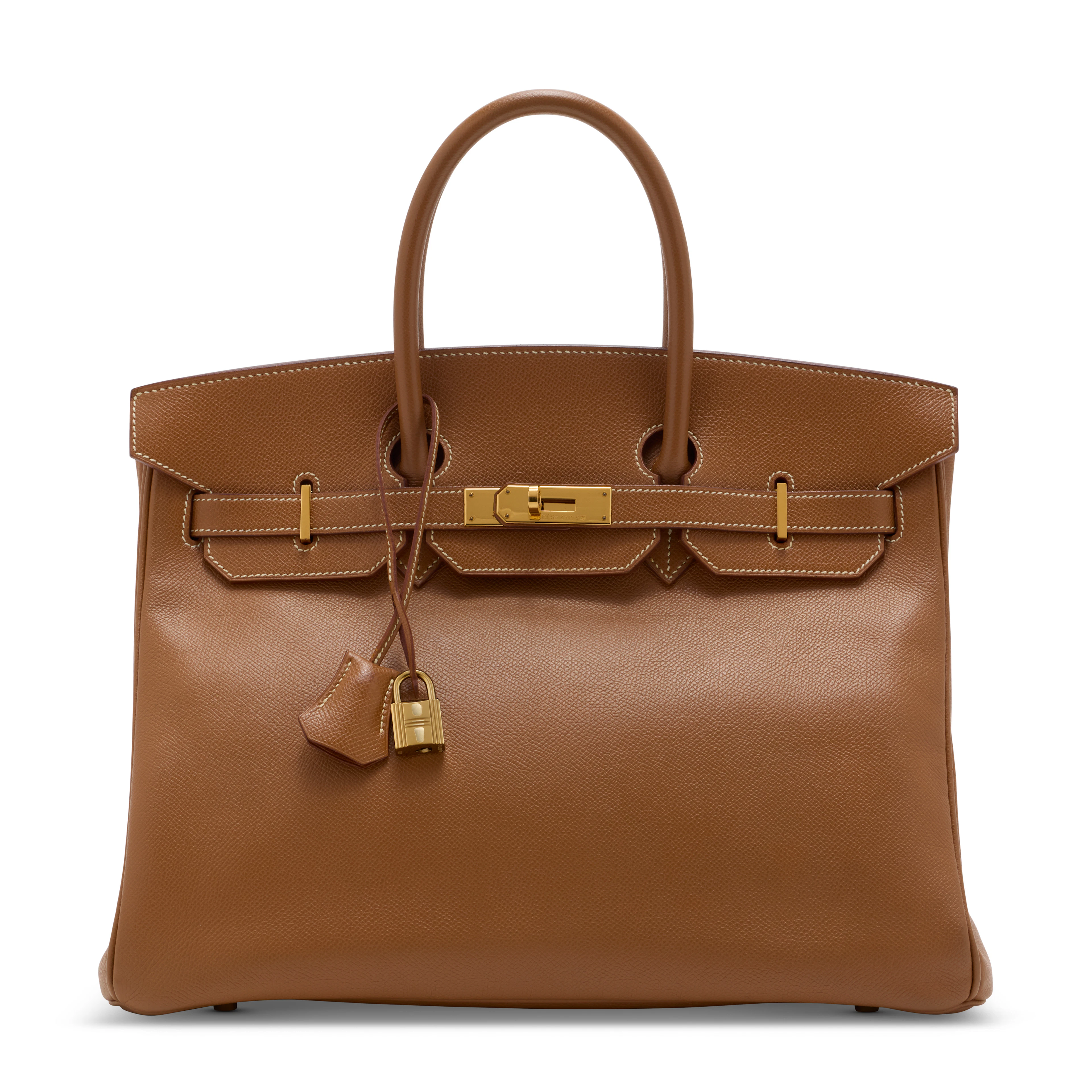 A GOLD COURCHEVEL LEATHER BIRKIN 35 WITH GOLD HARDWARE