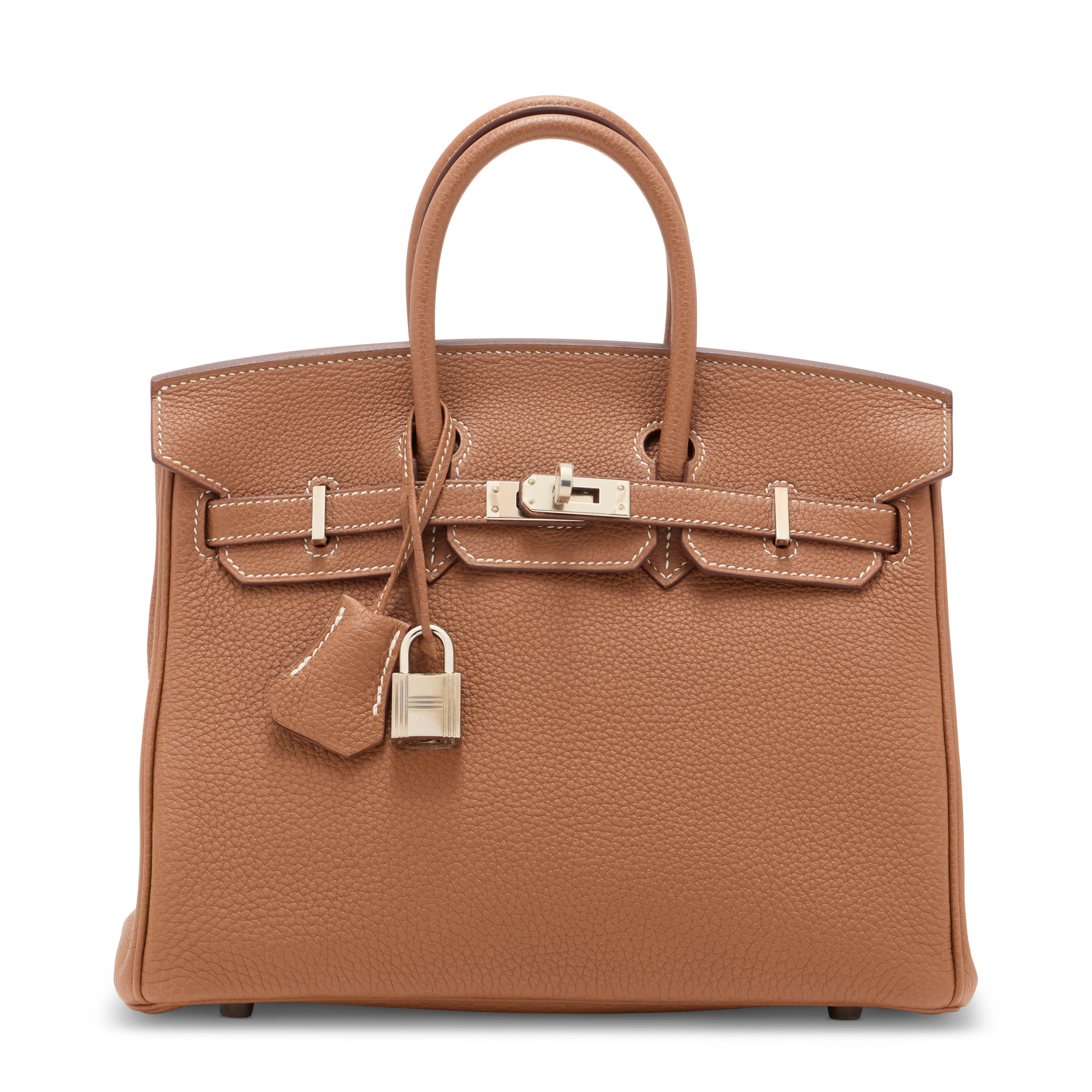 A GOLD TOGO LEATHER BIRKIN 25 WITH PALLADIUM HARDWARE