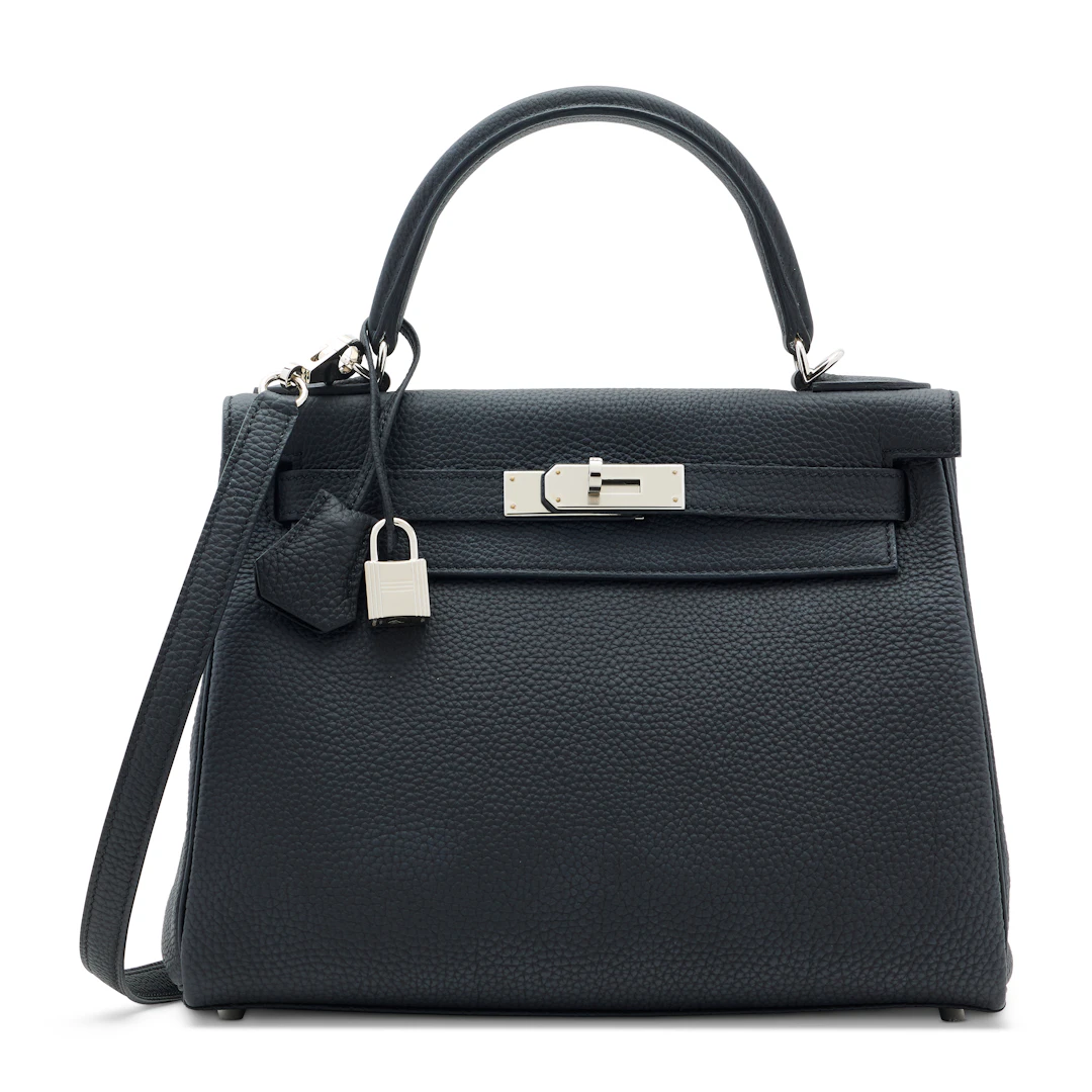 A BLACK TOGO LEATHER RETOURNÉ KELLY 28 WITH PALLADIUM HARDWARE