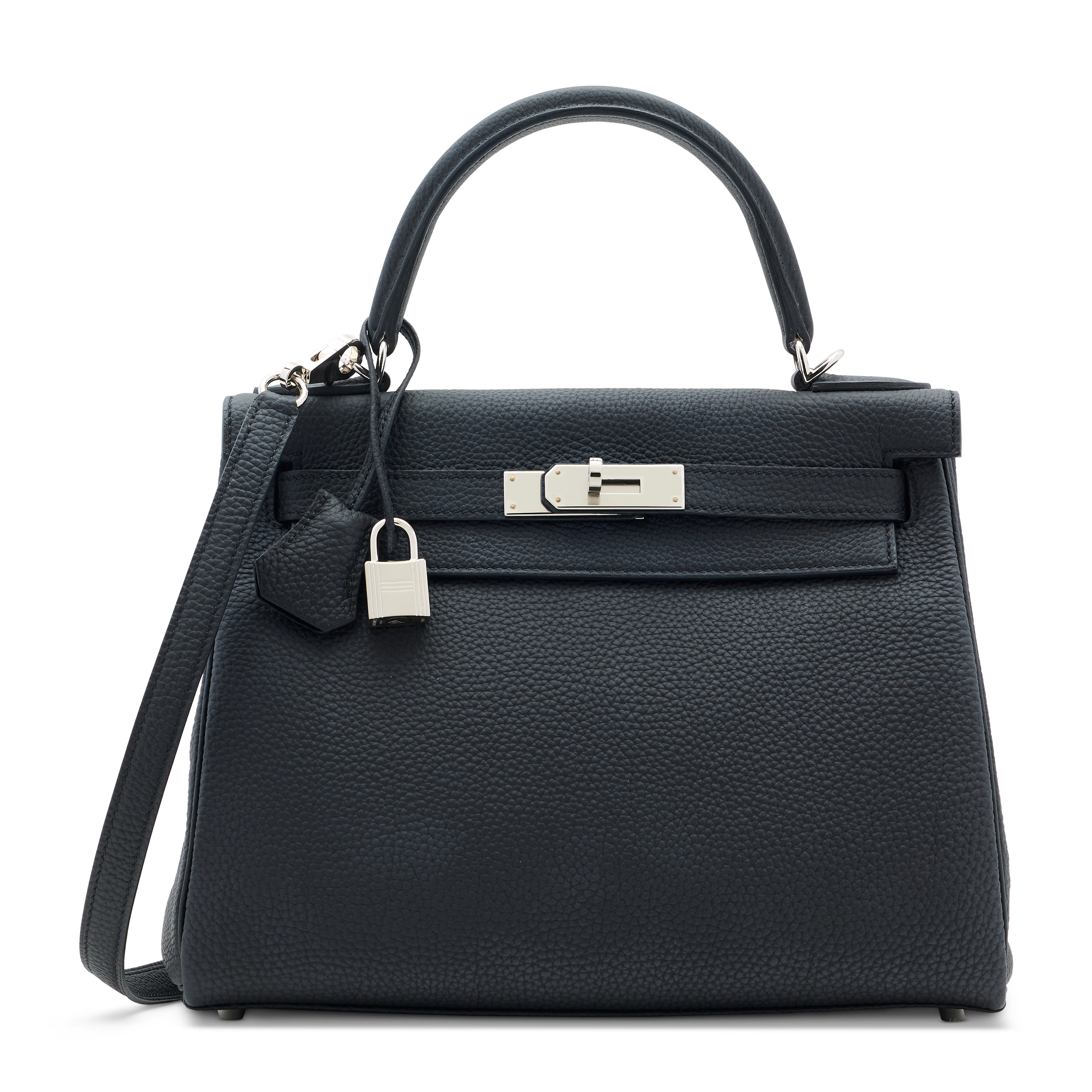 A BLACK TOGO LEATHER RETOURNÉ KELLY 28 WITH PALLADIUM HARDWARE