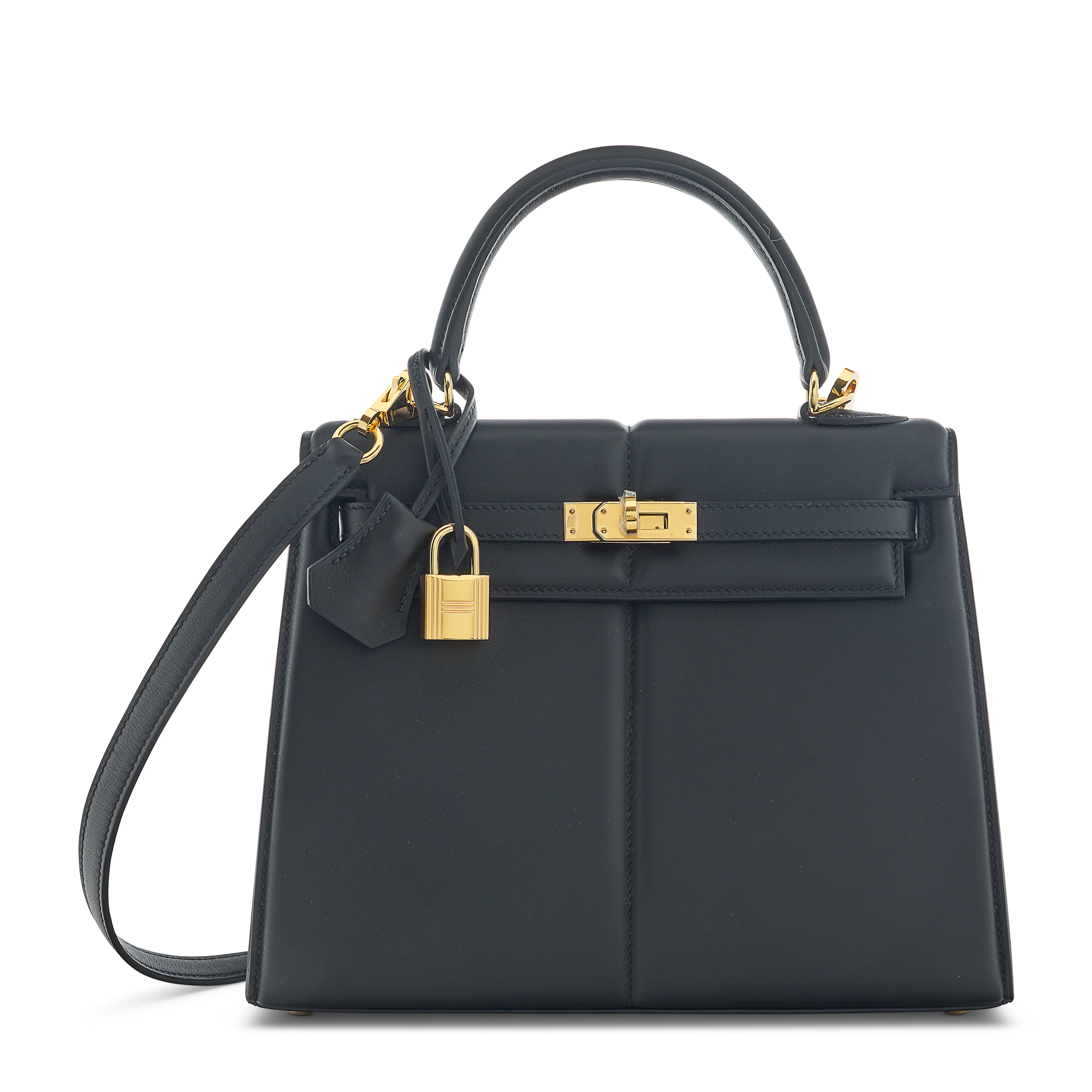 A LIMITED EDITION BLACK SWIFT LEATHER SELLIER PADDED KELLY 25 WITH