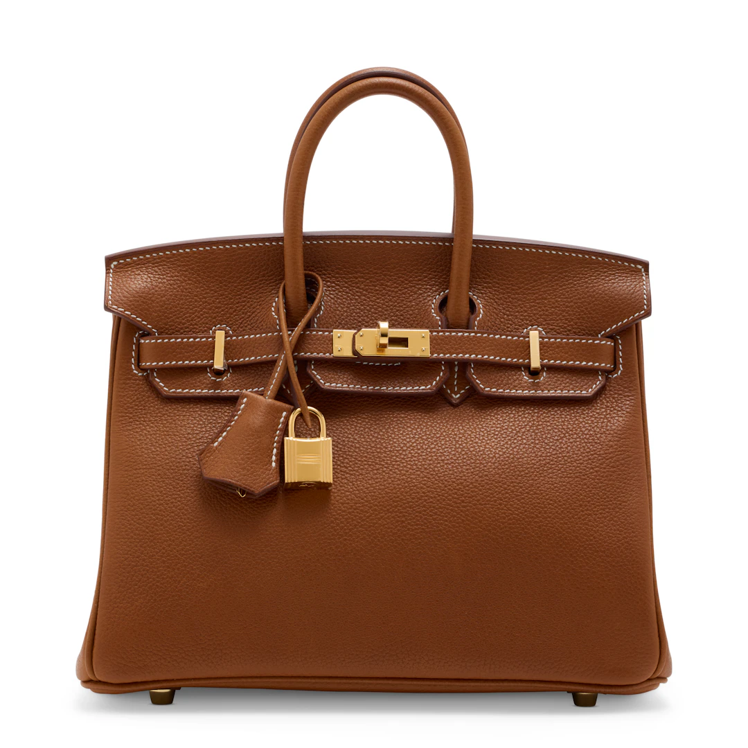 A FAUVE BARÉNIA FAUBOURG LEATHER BIRKIN 25 WITH GOLD HARDWARE