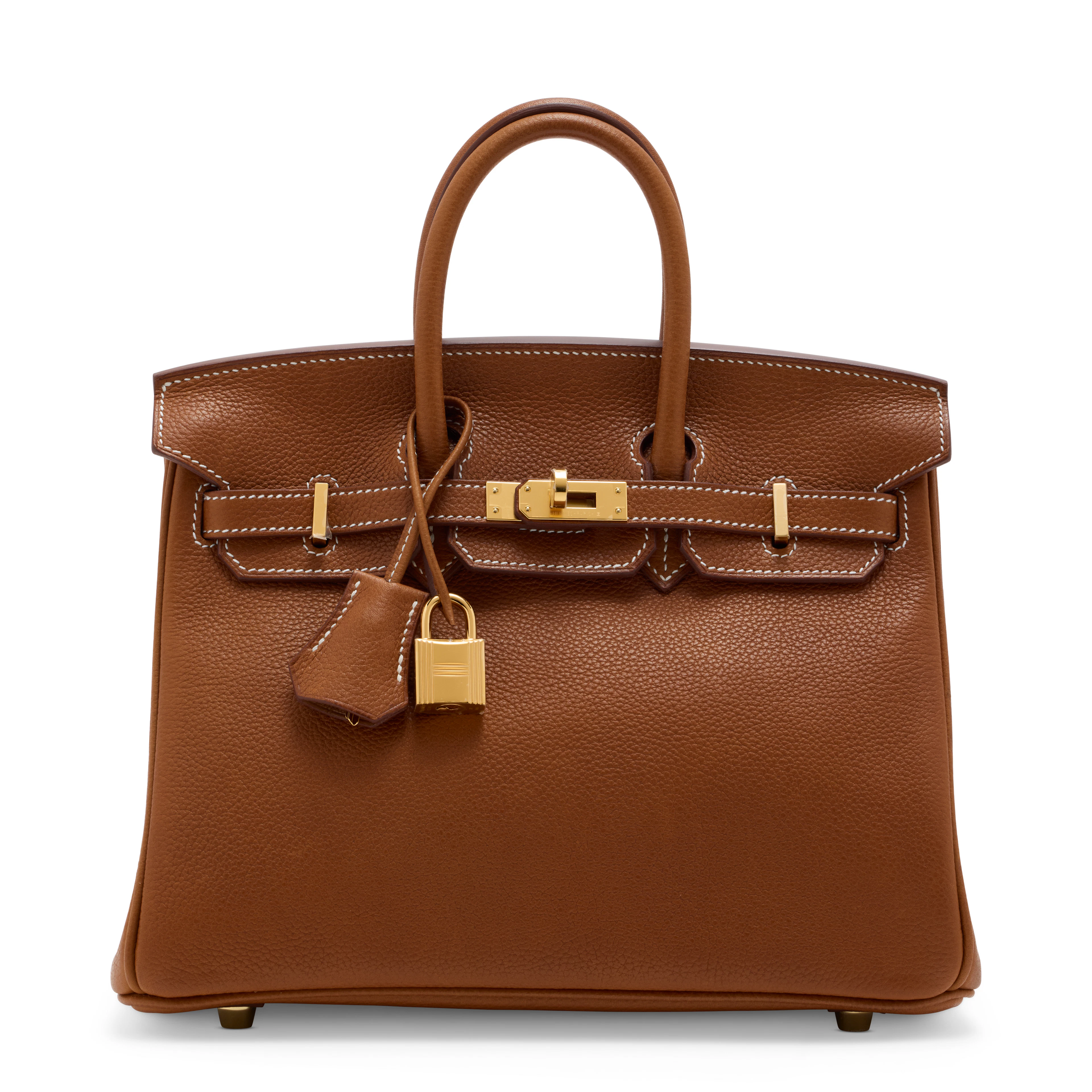 A FAUVE BARÉNIA FAUBOURG LEATHER BIRKIN 25 WITH GOLD HARDWARE