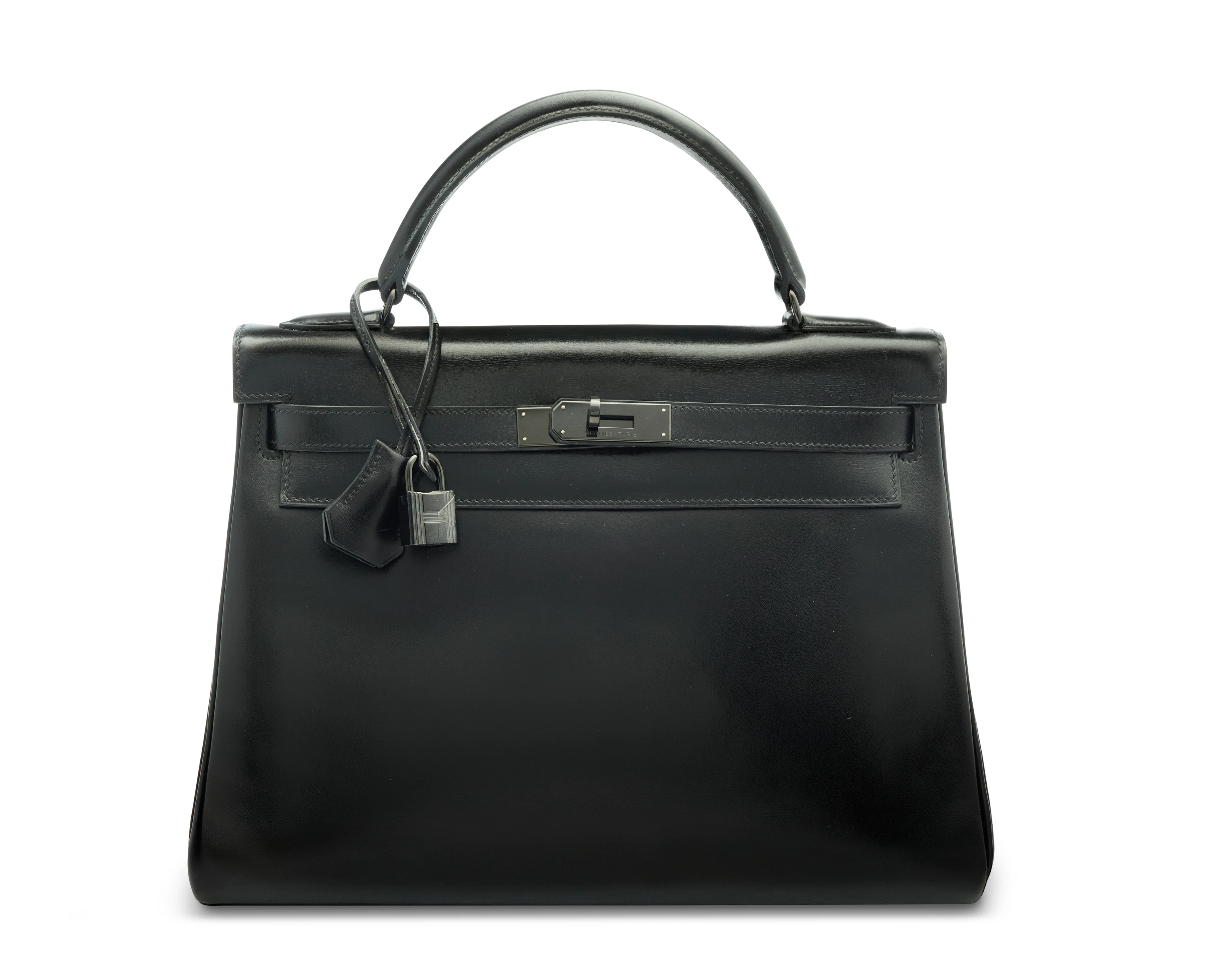A LIMITED EDITION BLACK CALF BOX LEATHER RETOURNÉ SO BLACK KELLY 32