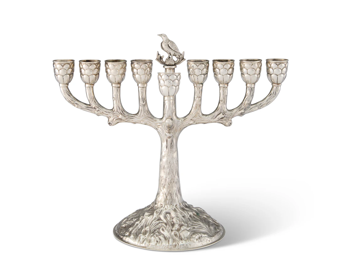 A GERMAN SILVER HANUKKAH LAMP