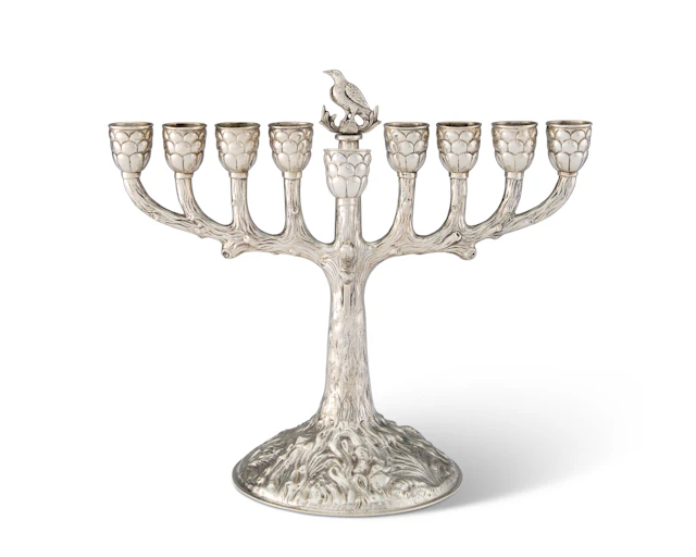 A GERMAN SILVER HANUKKAH LAMP