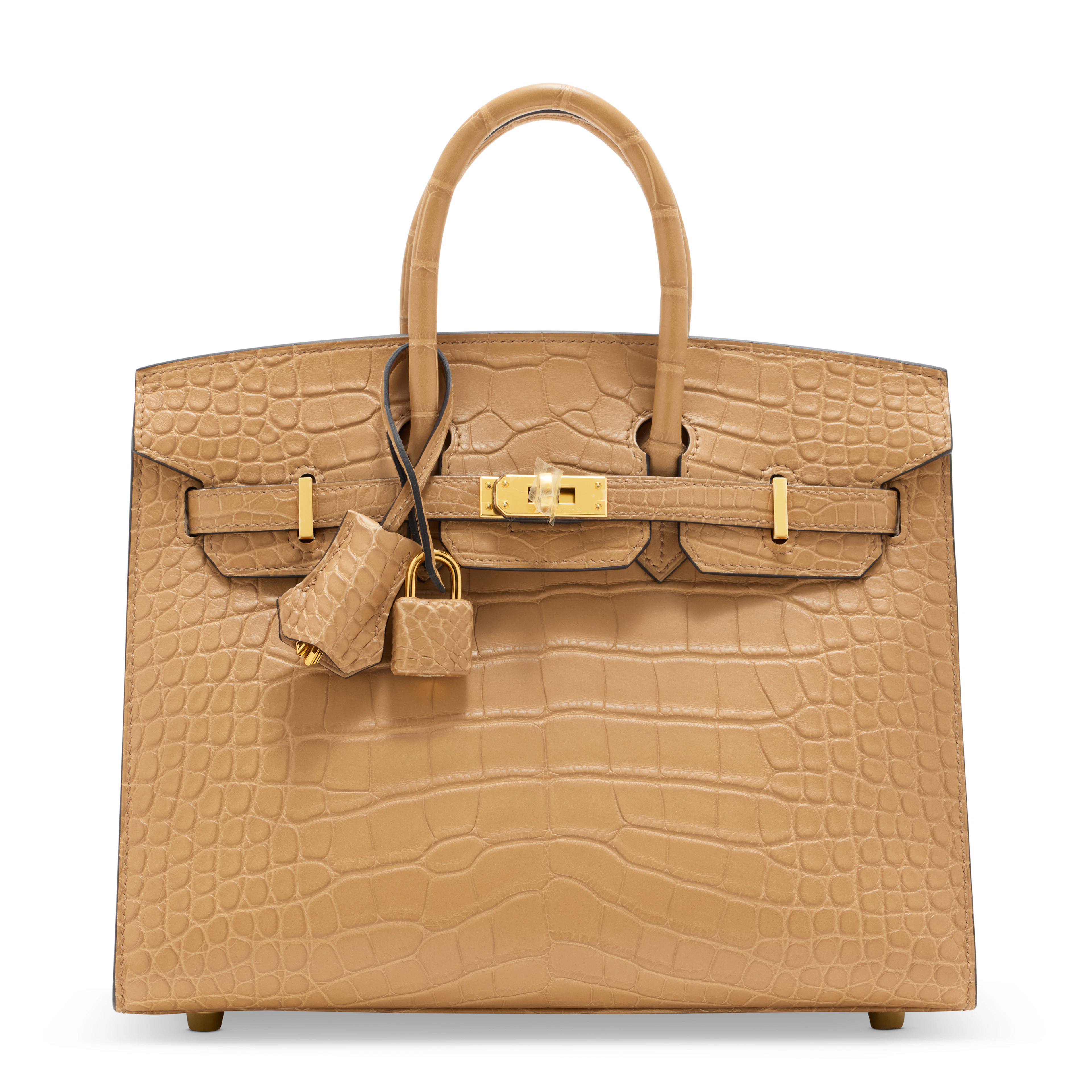 A MATTE CHAI ALLIGATOR SELLIER BIRKIN 25 WITH GOLD HARDWARE
