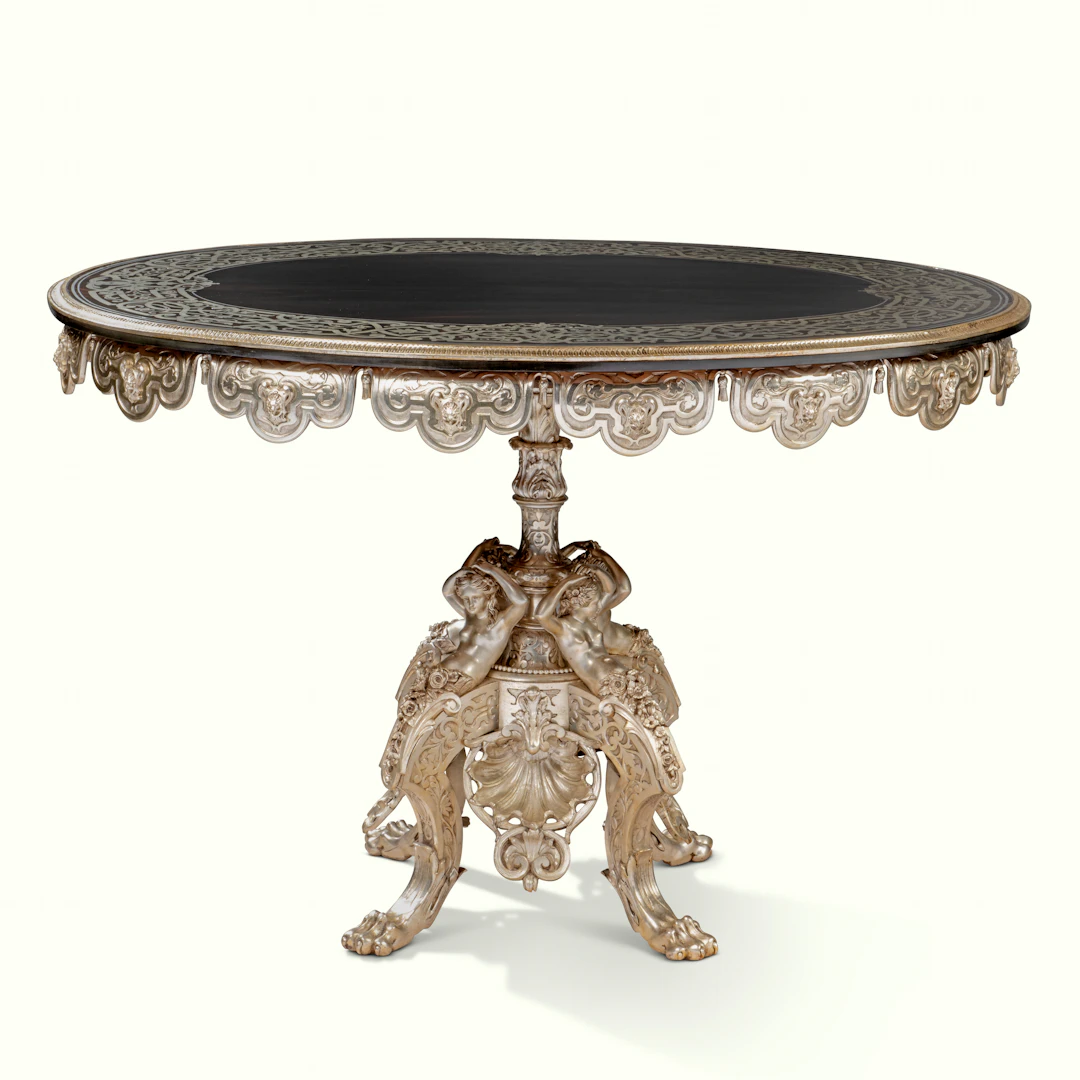 A LOUIS PHILIPPE SILVERED-BRONZE AND CUT NICKEL-SILVER `BOULLE' MARQUETRY-INLAID