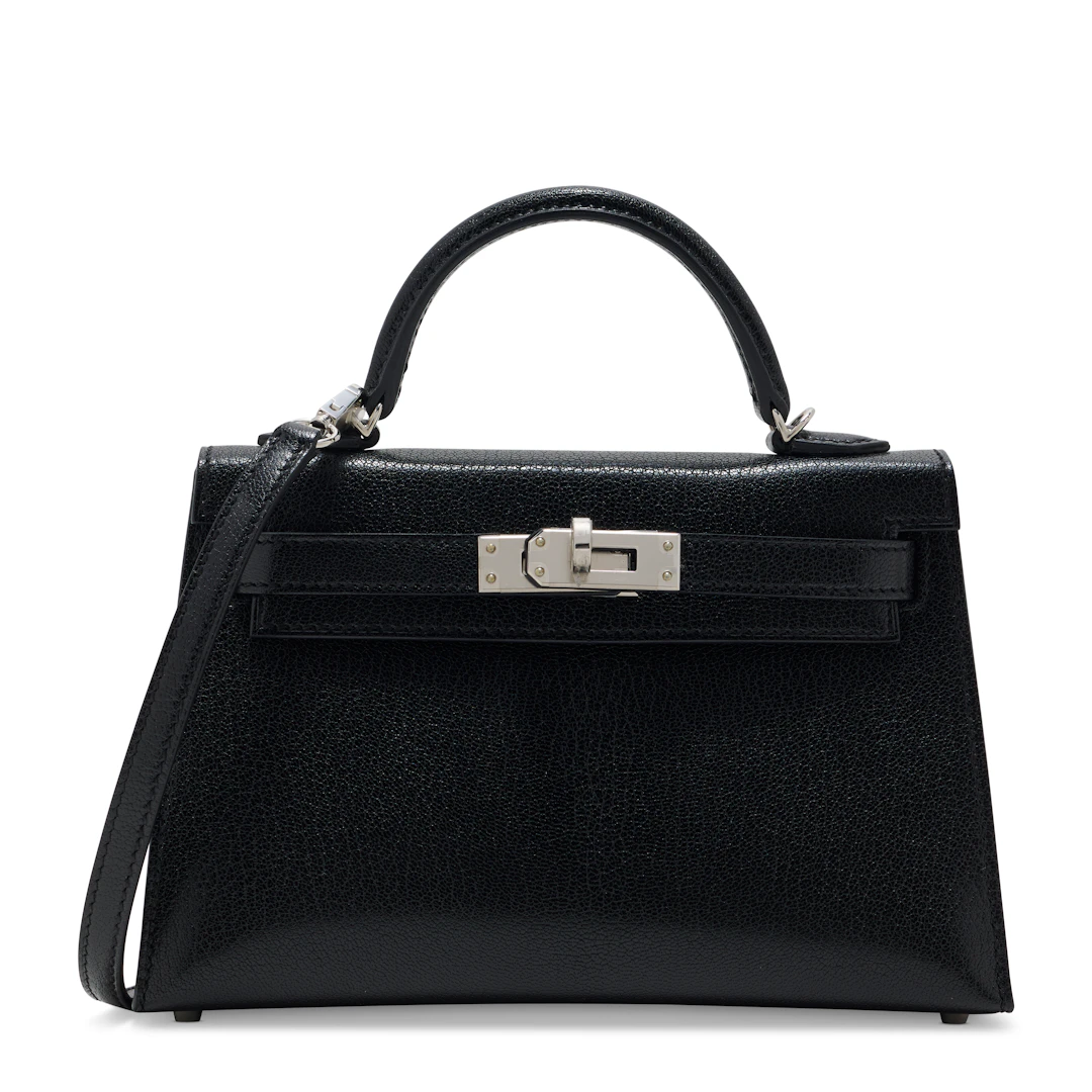 A BLACK CHÈVRE LEATHER MINI KELLY 20 II WITH PALLADIUM HARDWARE