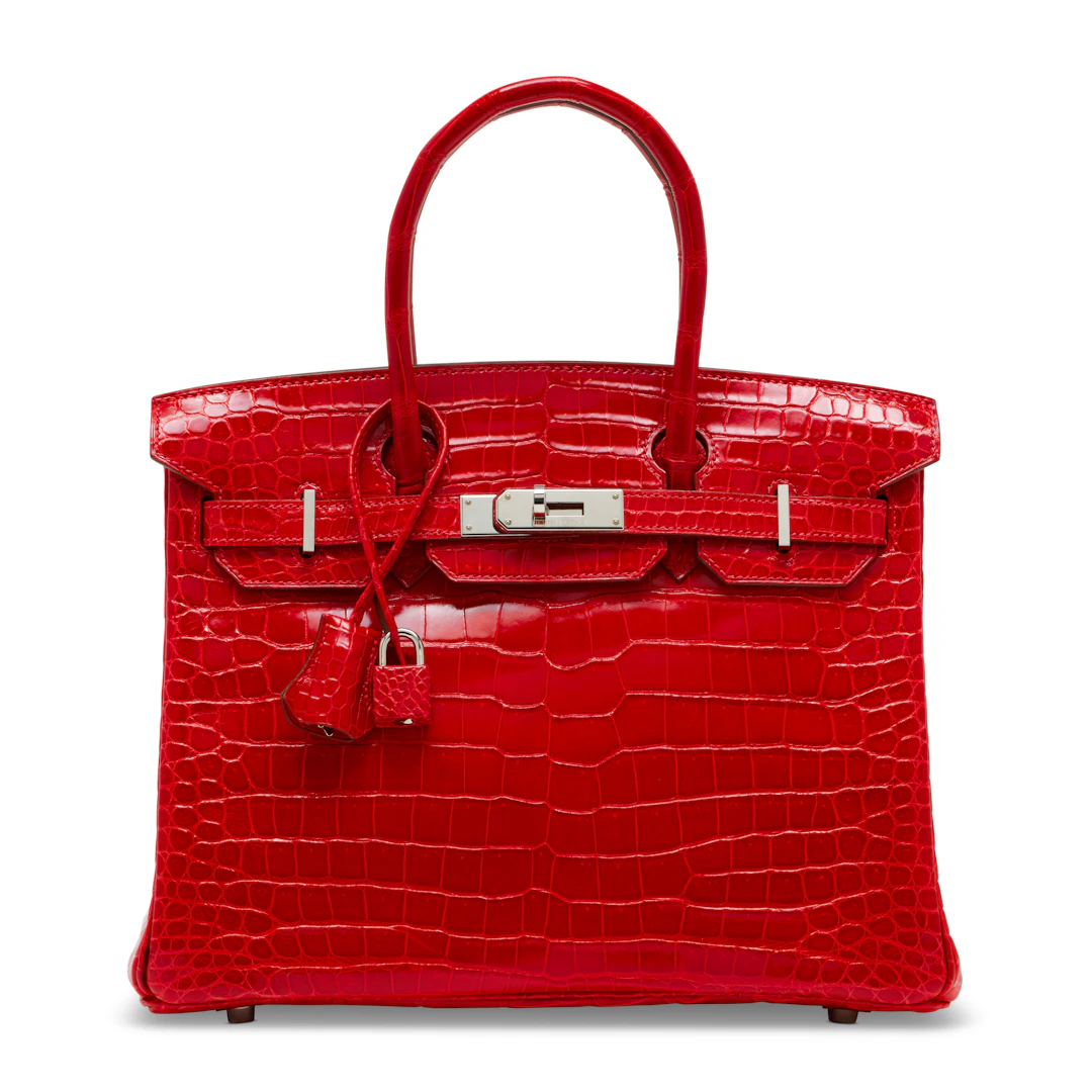 A SHINY BRAISE POROSUS CROCODILE BIRKIN 30 WITH PALLADIUM HARDWARE