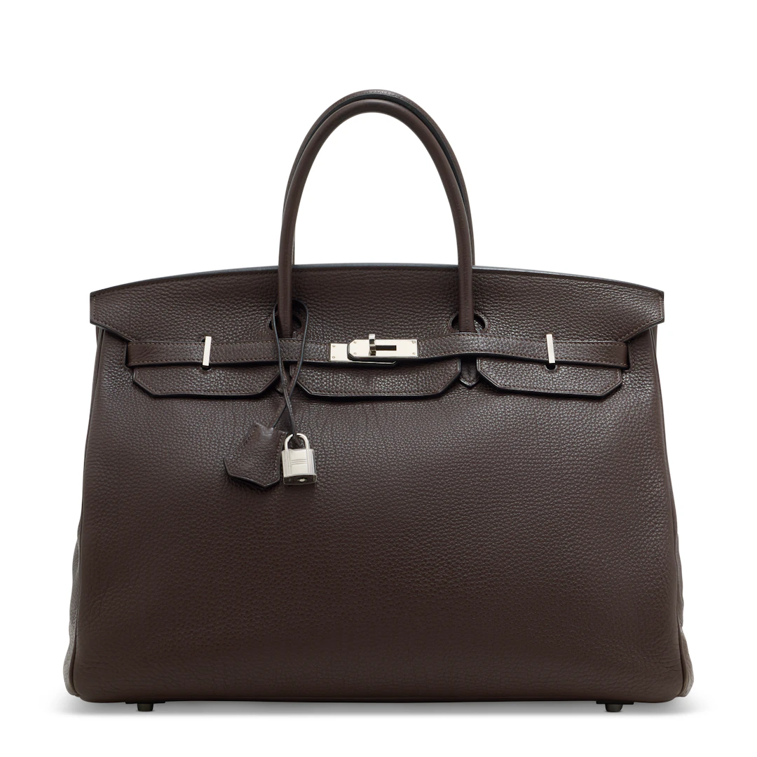 A CHOCOLAT TOGO LEATHER BIRKIN 40 WITH PALLADIUM HARDWARE