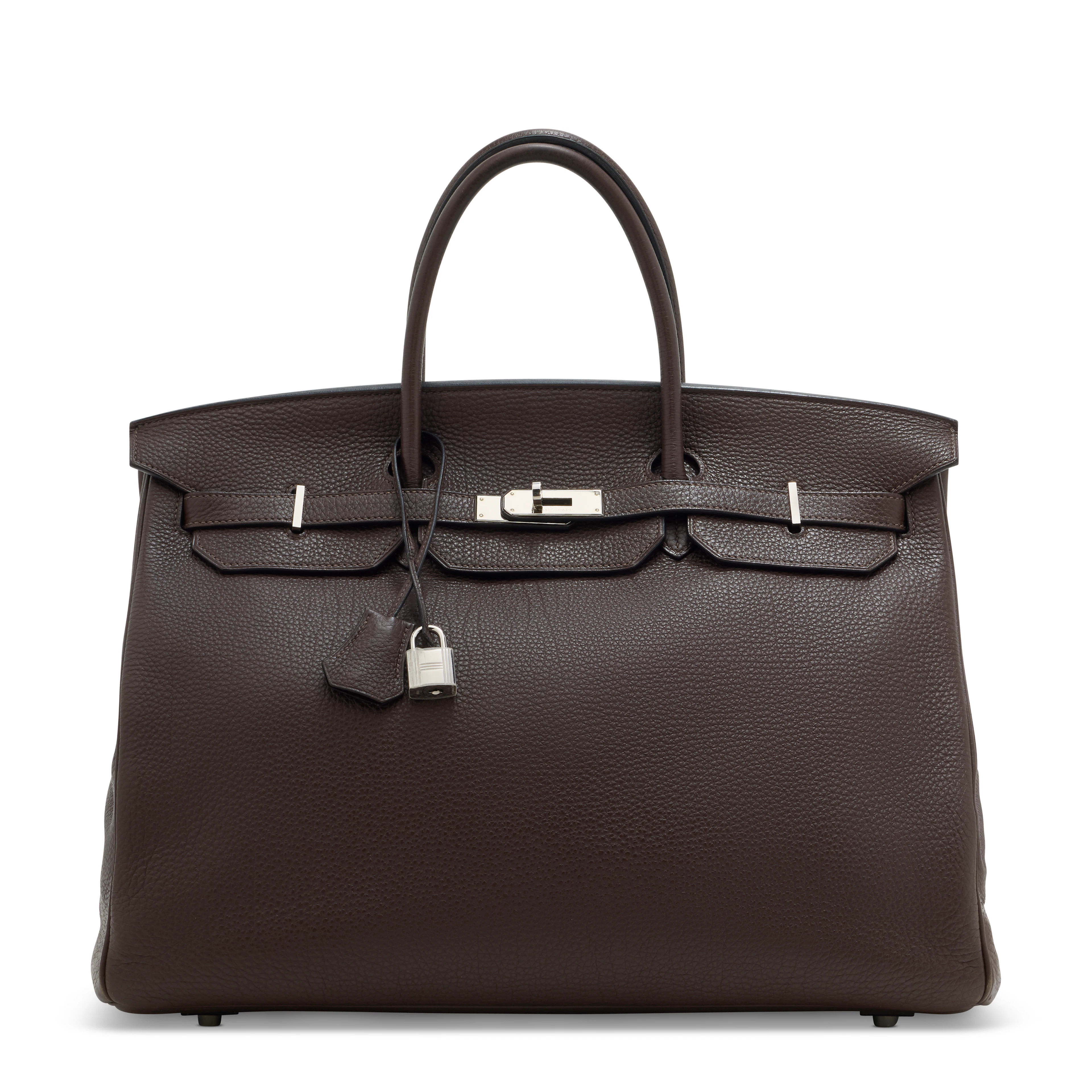 A CHOCOLAT TOGO LEATHER BIRKIN 40 WITH PALLADIUM HARDWARE
