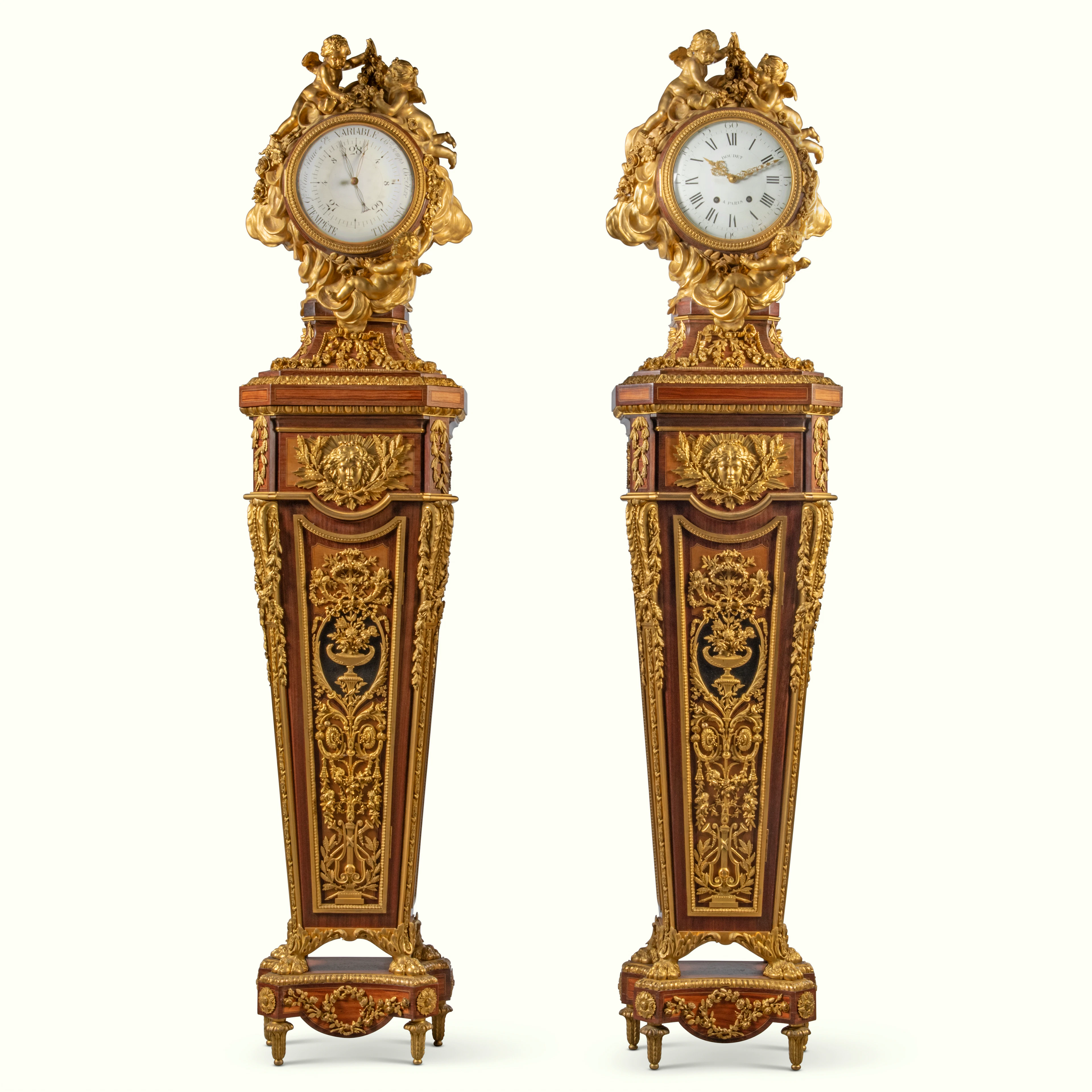 A NAPOLEON III ORMOLU-MOUNTED PARQUETRY, AMARANTH, TULIPWOOD AND SYCAMORE