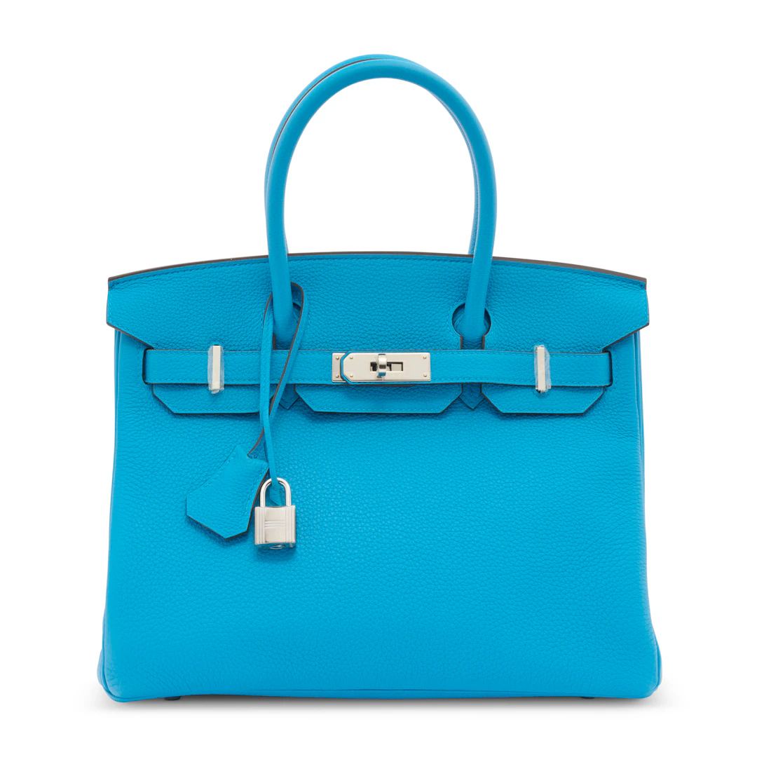 A LIMITED EDITION BLEU ZANZIBAR & MALACHITE TOGO LEATHER VERSO BIRKIN
