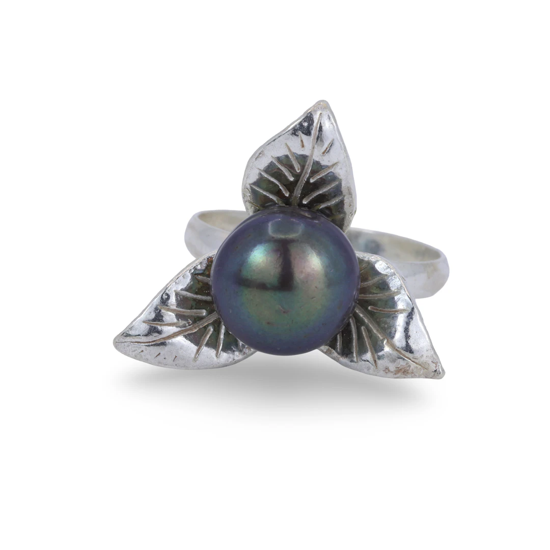 BLACK PEARL 925 SILVER RING.