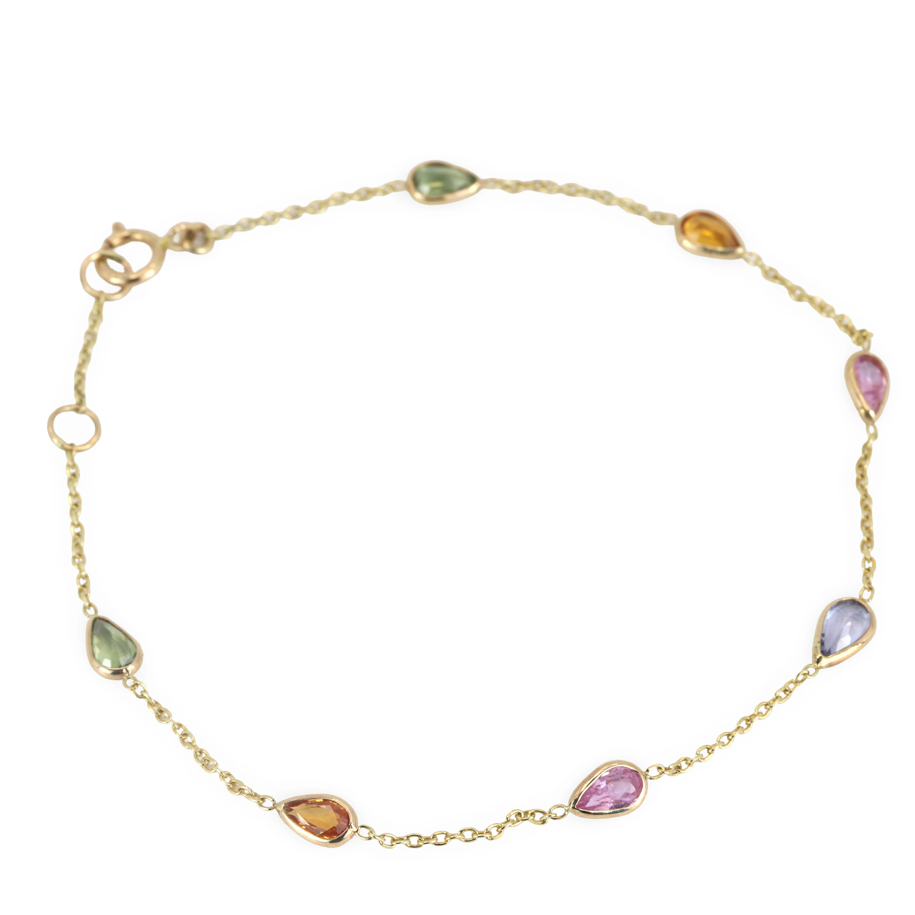 14CT GOLD SAPPHIRE BRACELET.