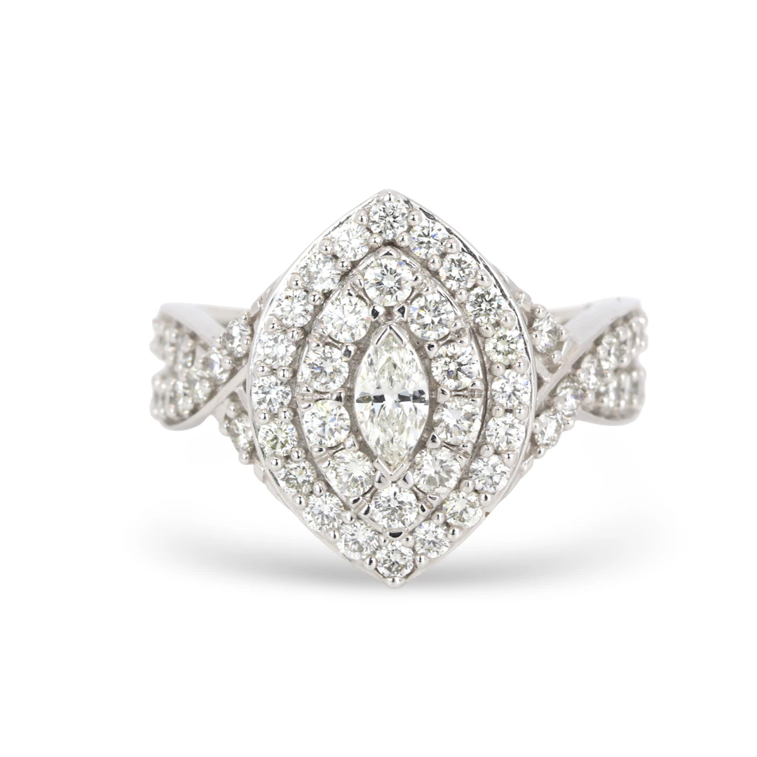 14CT (1.30CT) GOLD DIAMOND CLUSTER RING.