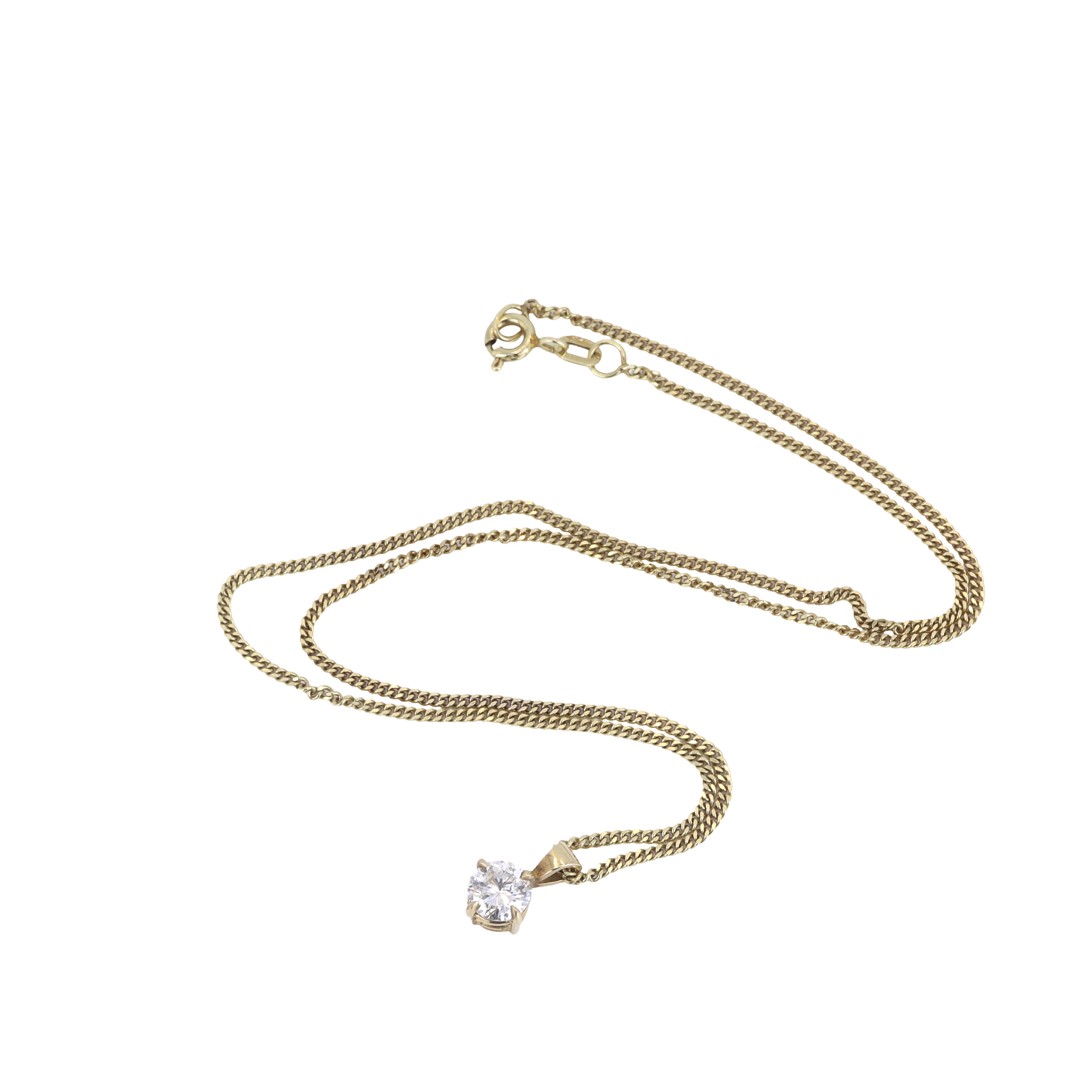 9CT GOLD DIAMOND PENDANT & CHAIN.