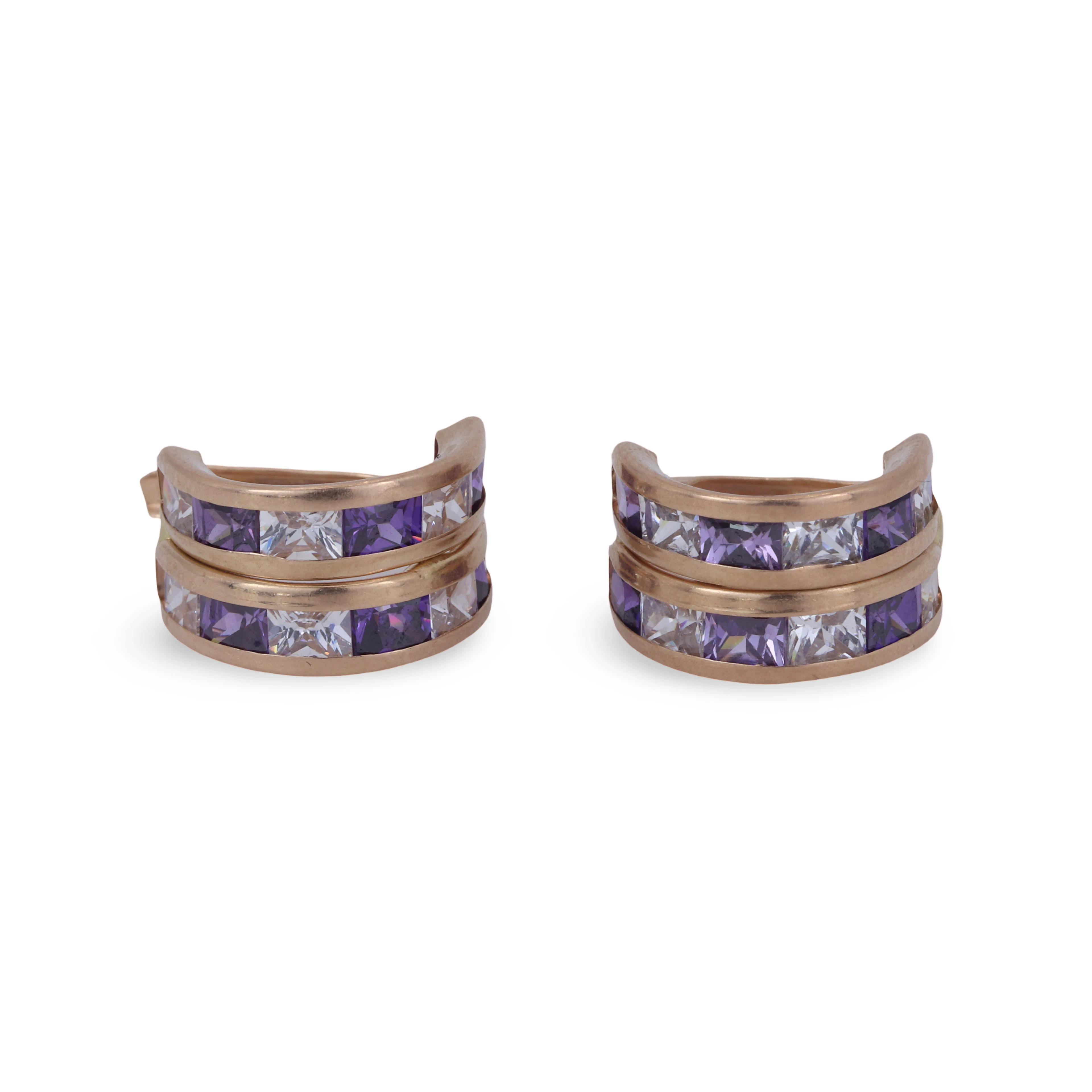 9CT AMETHYST EARRINGS.