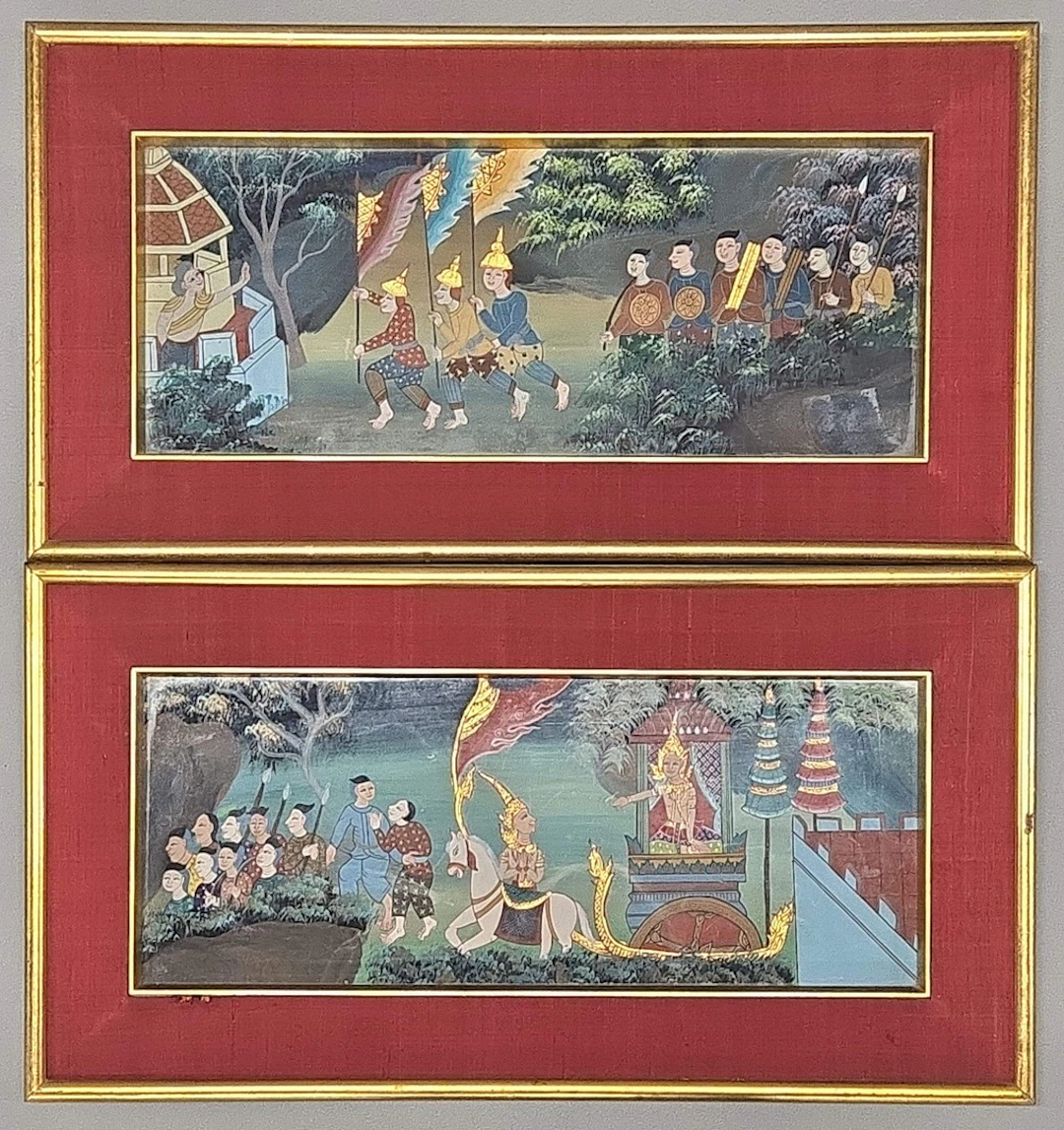 PAIR OF THAI WATERCOLOURS.