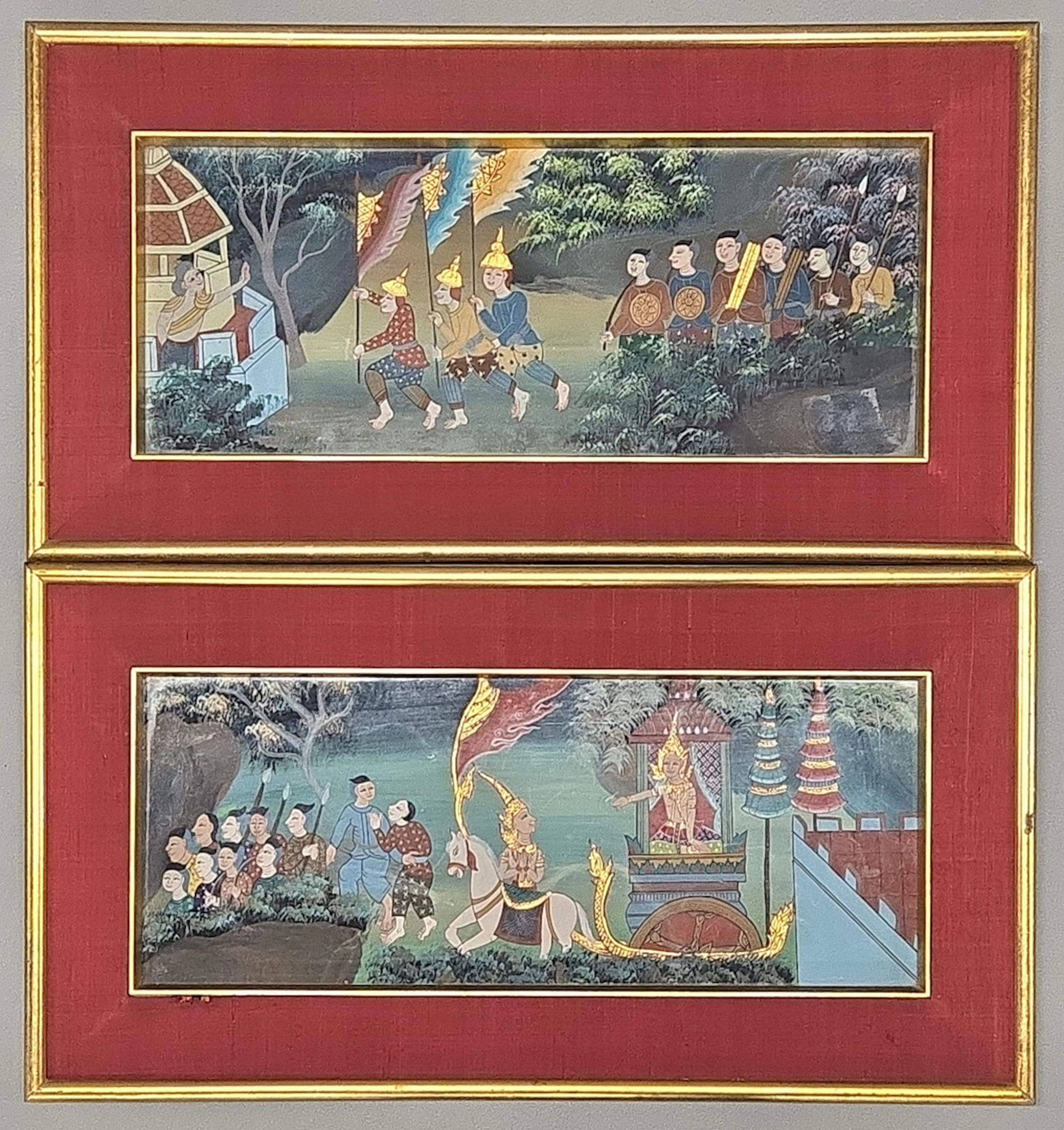 PAIR OF THAI WATERCOLOURS.